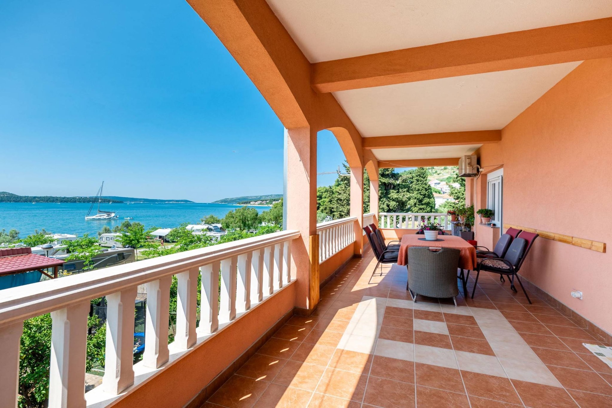 Luxury Seget Donji Apartments with Terrace and Sea View - Three Bedroom Apartment with Terrace and Sea View-Terrace balcony