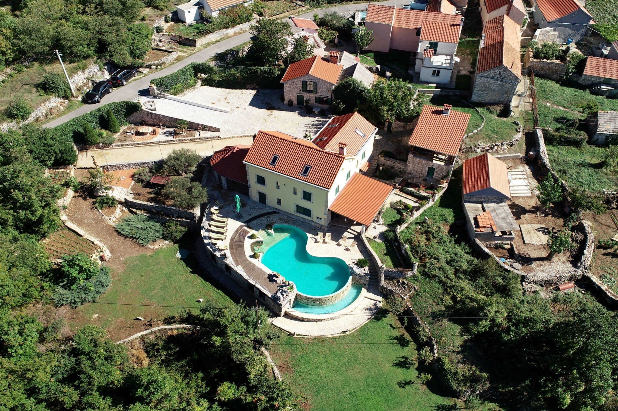 Authentic Dalmatian Hillside Escape with Pool, Sauna & BBQ - Seven Bedroom Holiday Home-Vue
