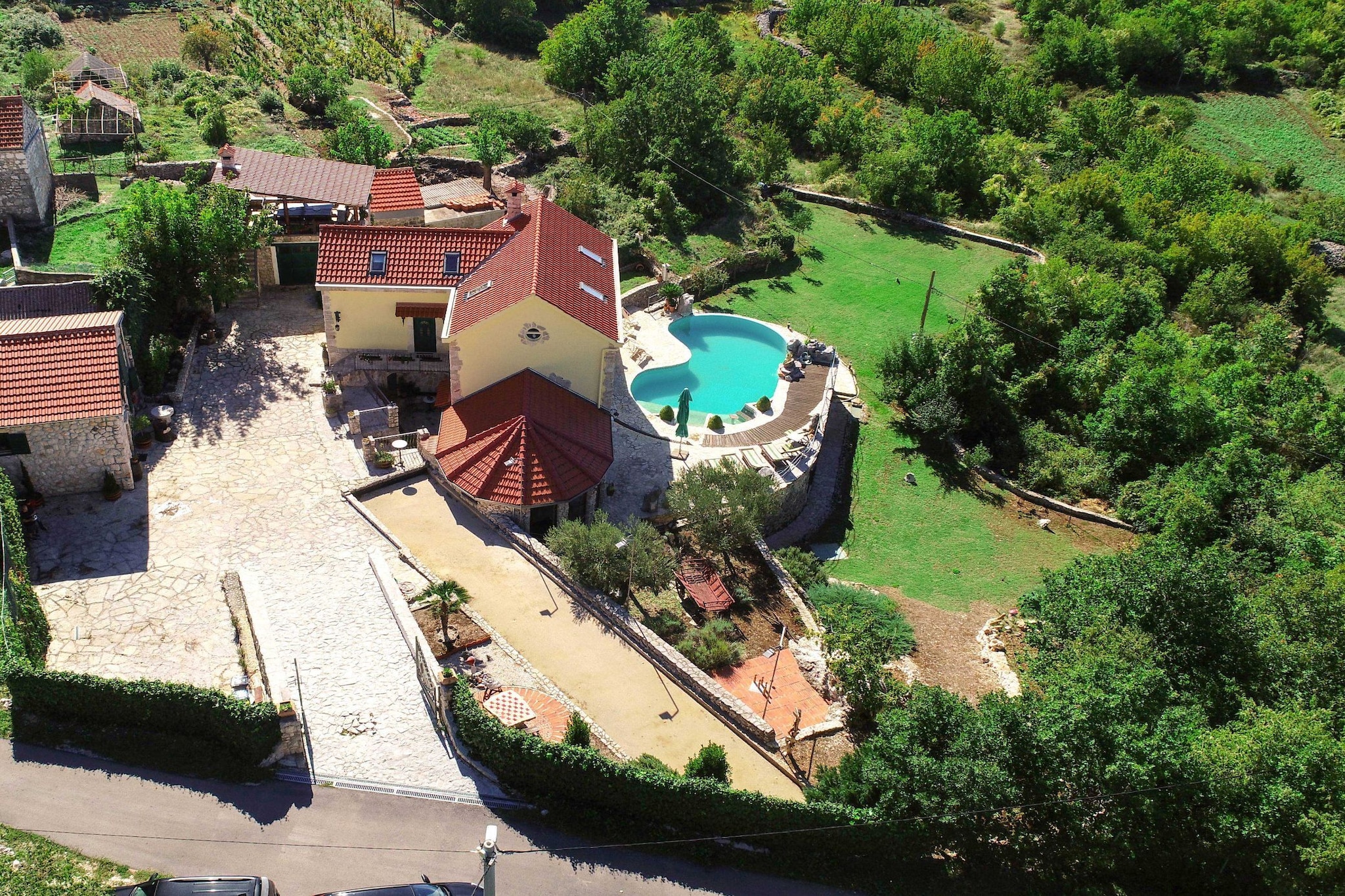 Authentic Dalmatian Hillside Escape with Pool, Sauna & BBQ - Seven Bedroom Holiday Home-Vue