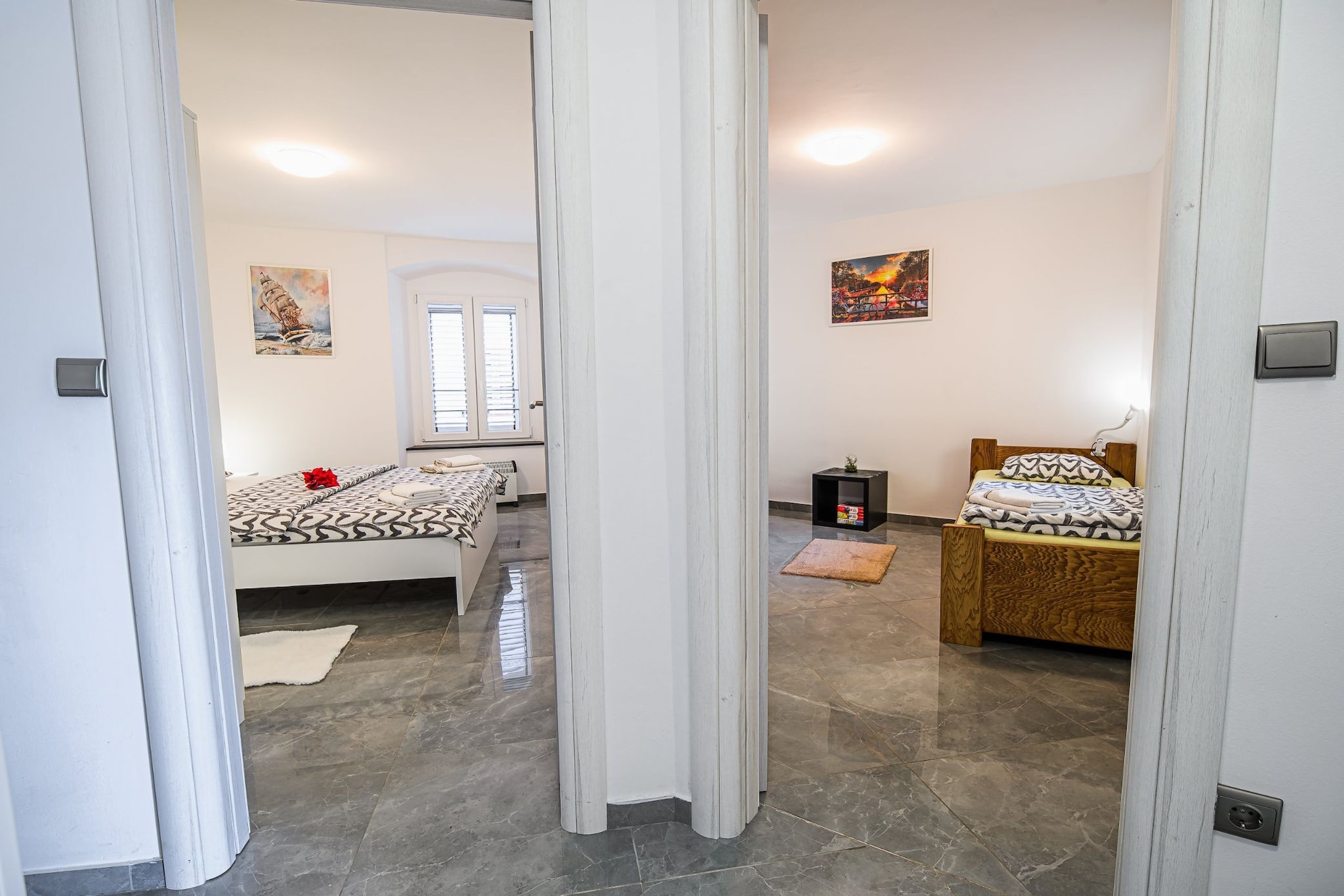 Sleek and Stylish Umag Apartments with Sea View - Two Bedroom Apartment with Balcony-Bedroom