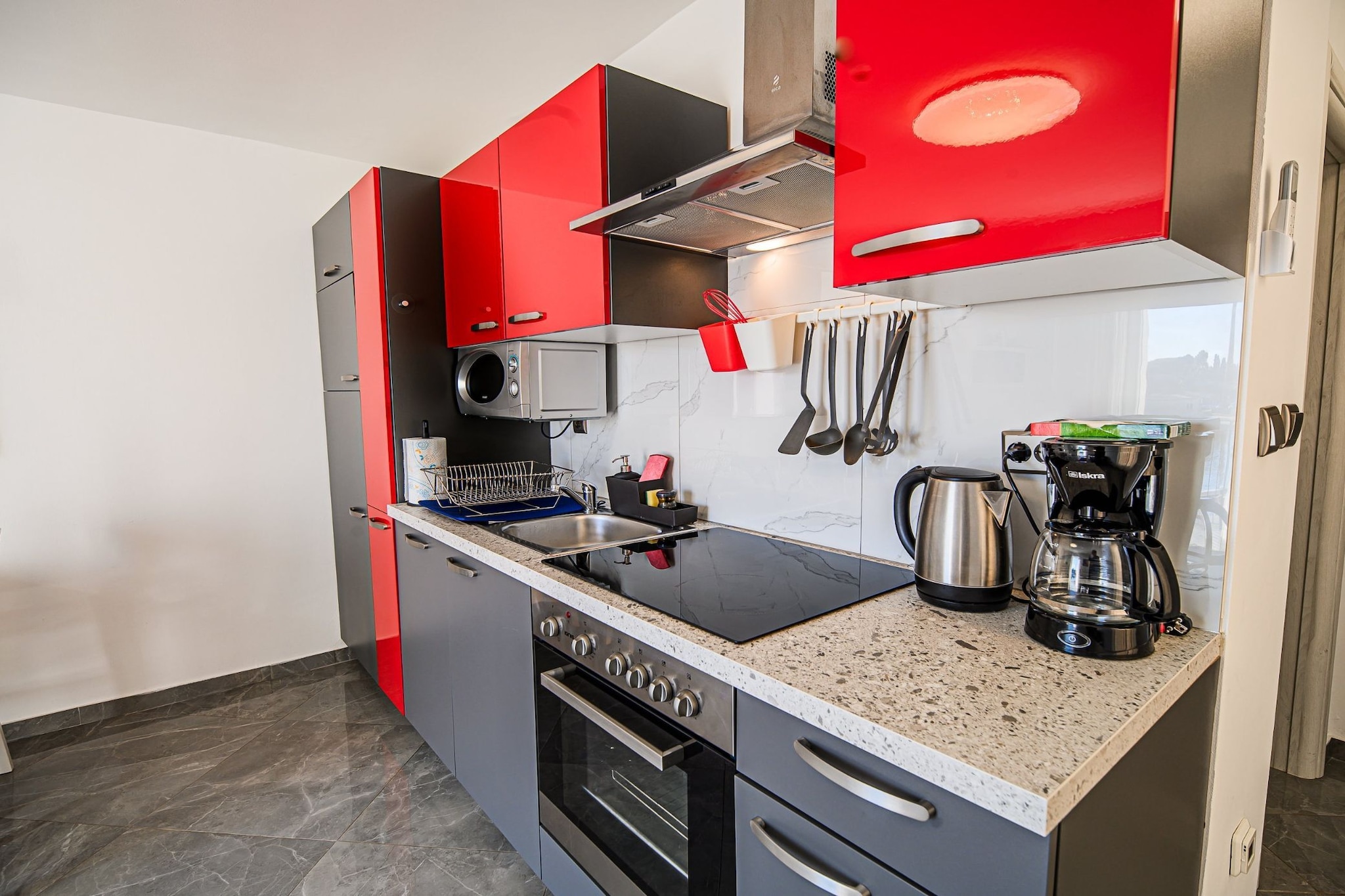Sleek and Stylish Umag Apartments with Sea View - Two Bedroom Apartment with Balcony-Kitchen