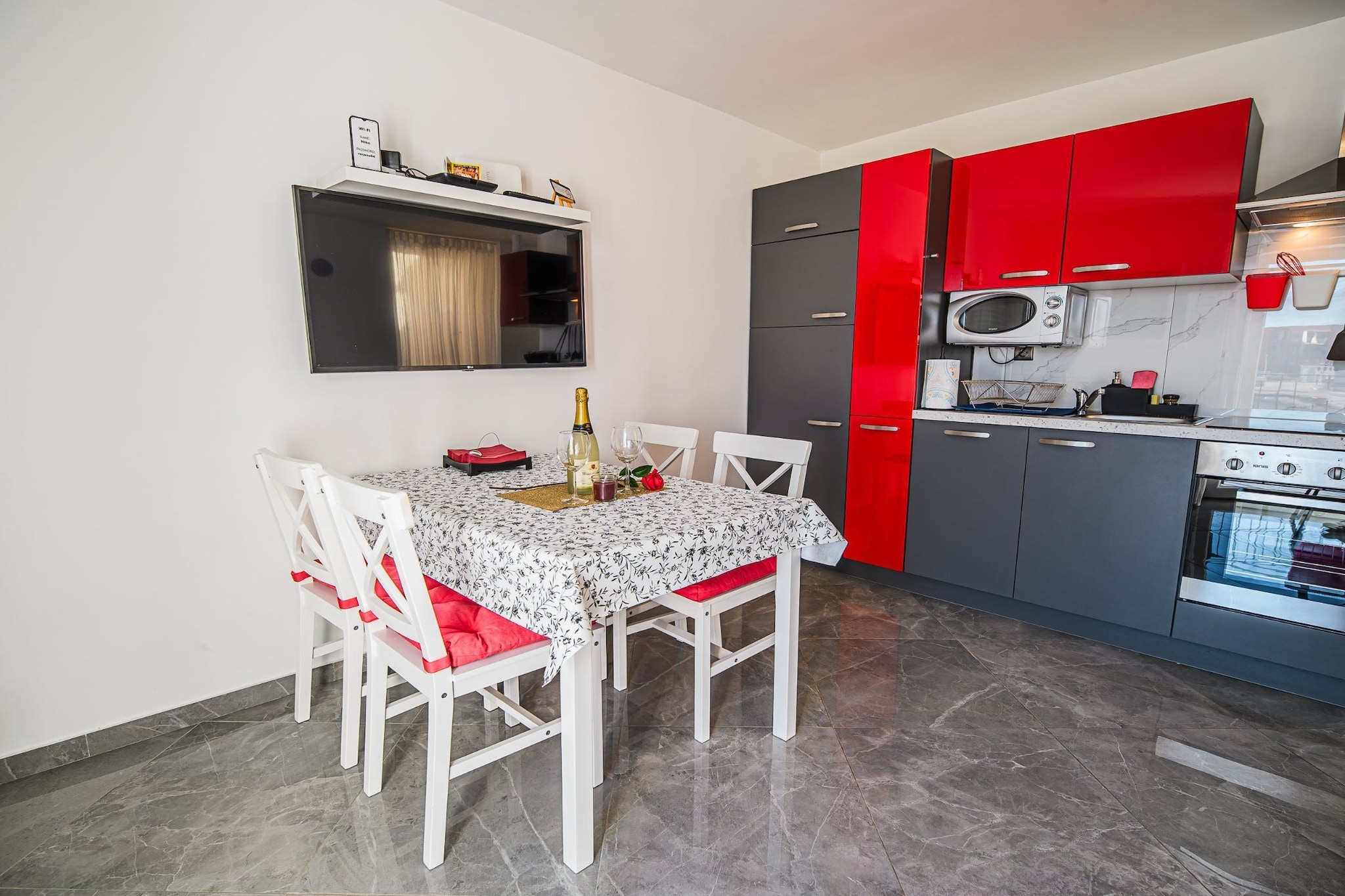 Sleek and Stylish Umag Apartments with Sea View - Two Bedroom Apartment with Balcony-Kitchen