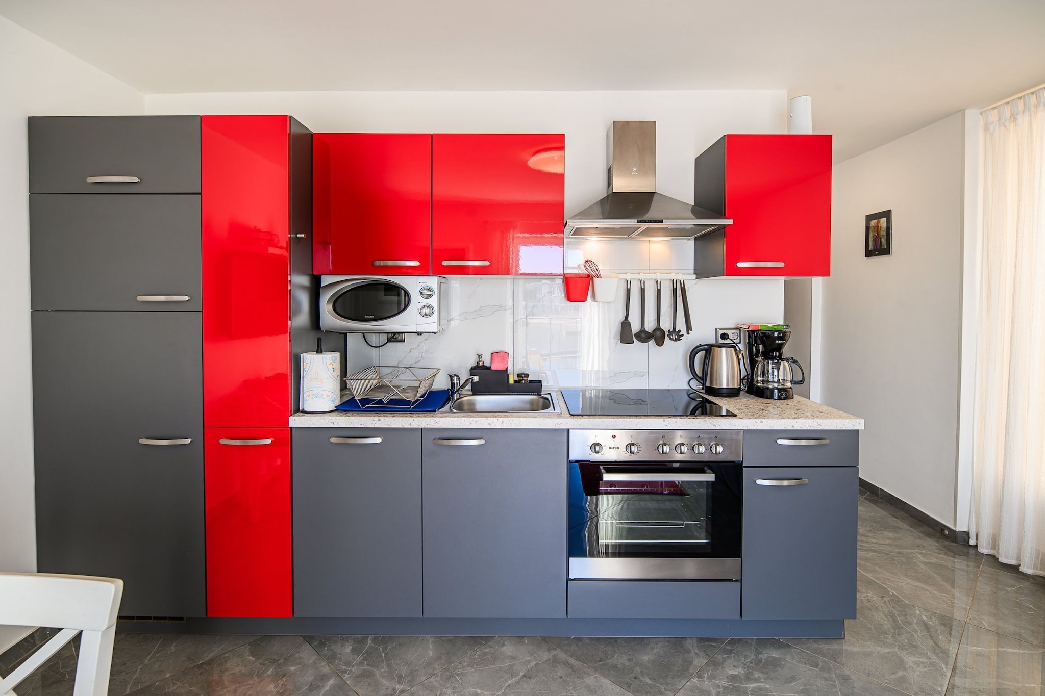 Sleek and Stylish Umag Apartments with Sea View - Two Bedroom Apartment with Balcony-Kitchen