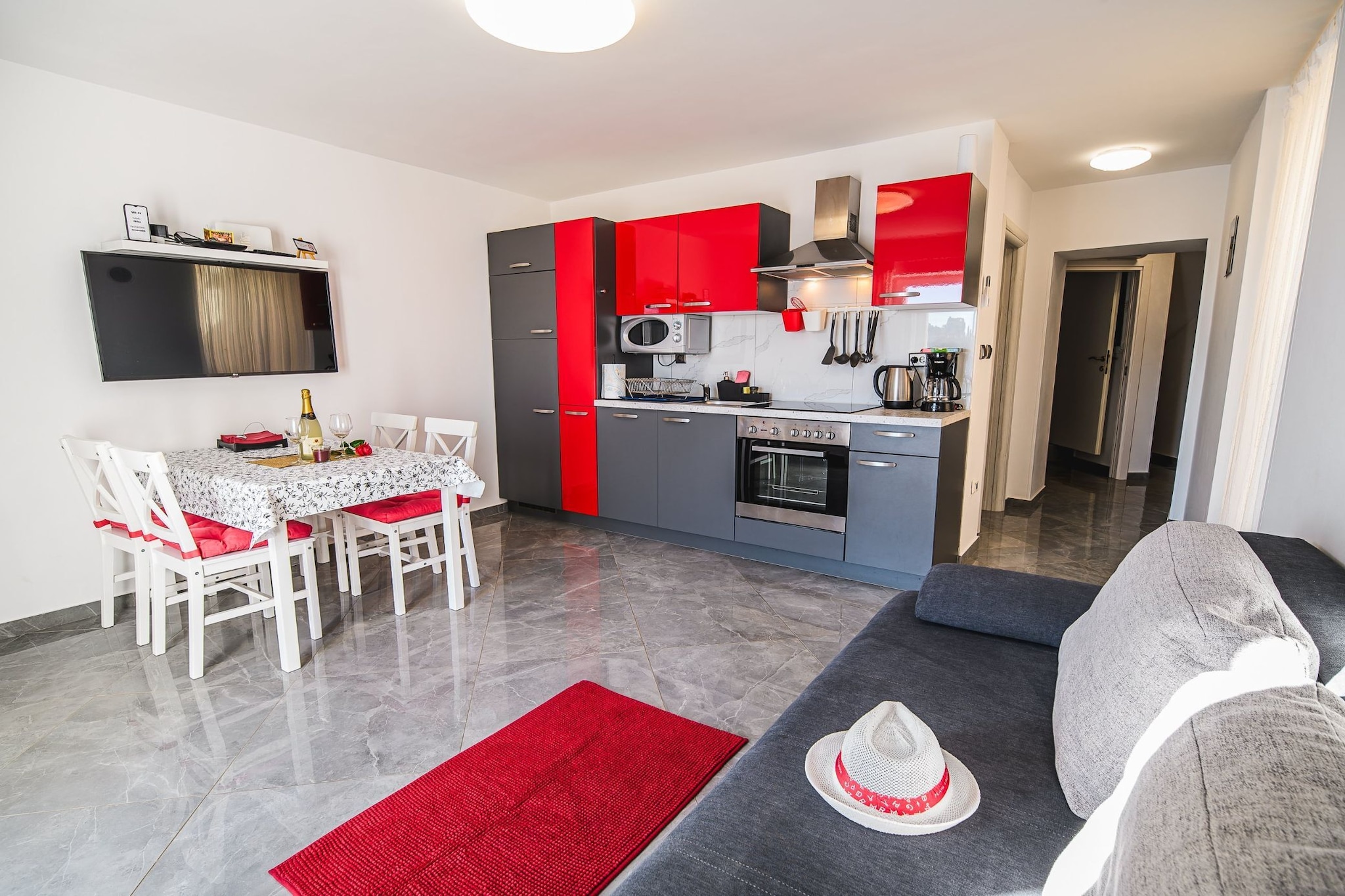 Sleek and Stylish Umag Apartments with Sea View - Two Bedroom Apartment with Balcony-Kitchen