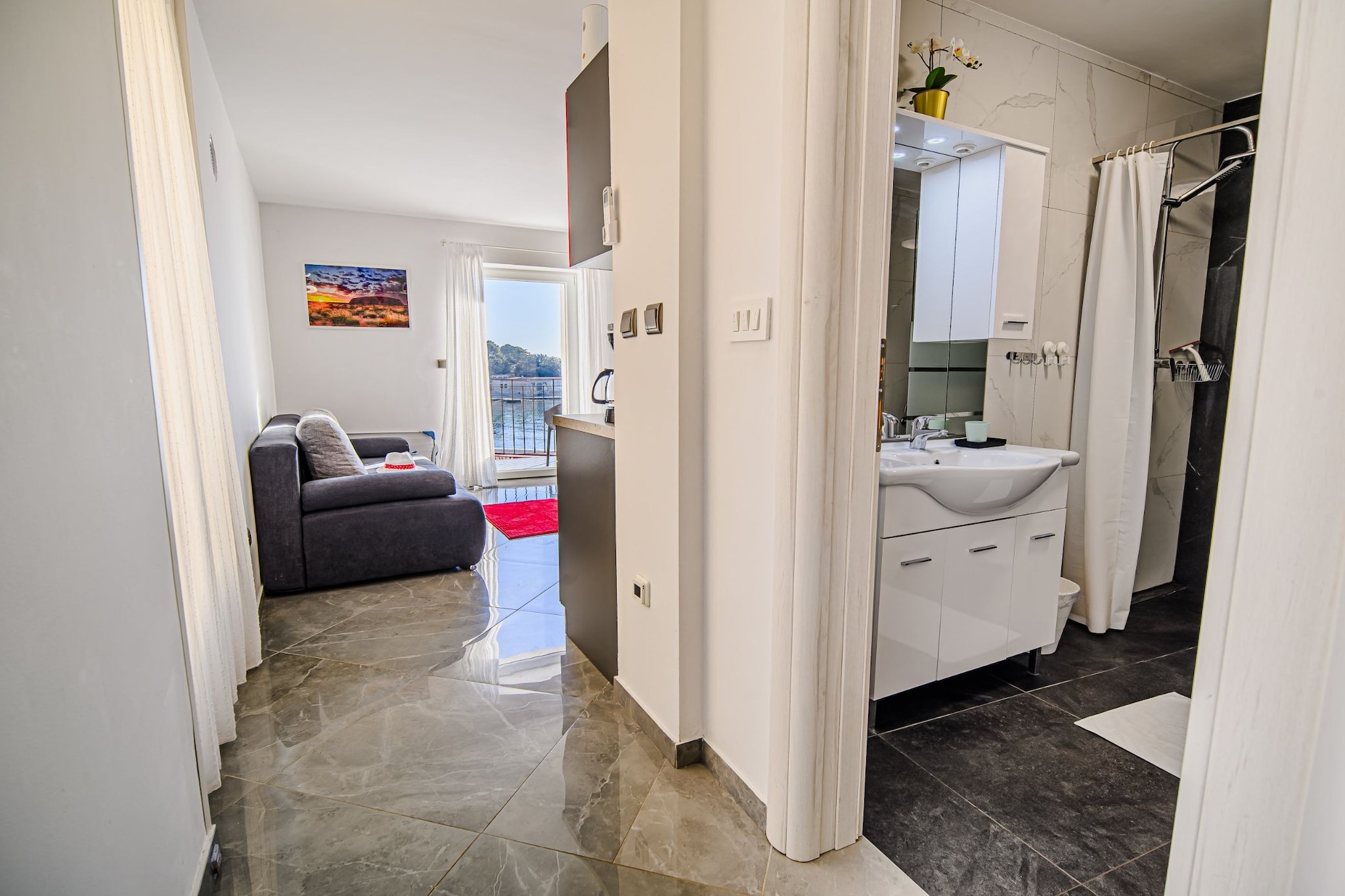 Sleek and Stylish Umag Apartments with Sea View - Two Bedroom Apartment with Balcony-Indoor