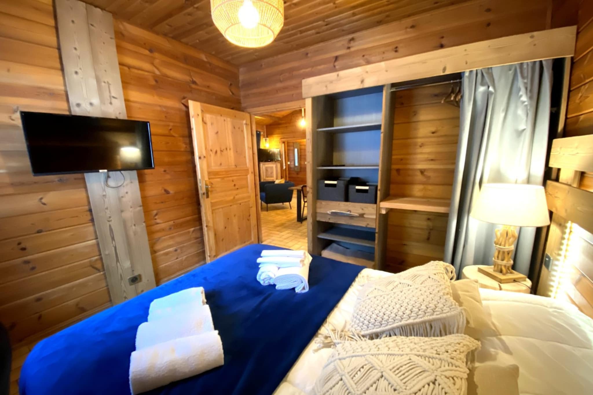 LE FISHING LODGE Chalet en bois avec Bain Nordique-Slaapkamer