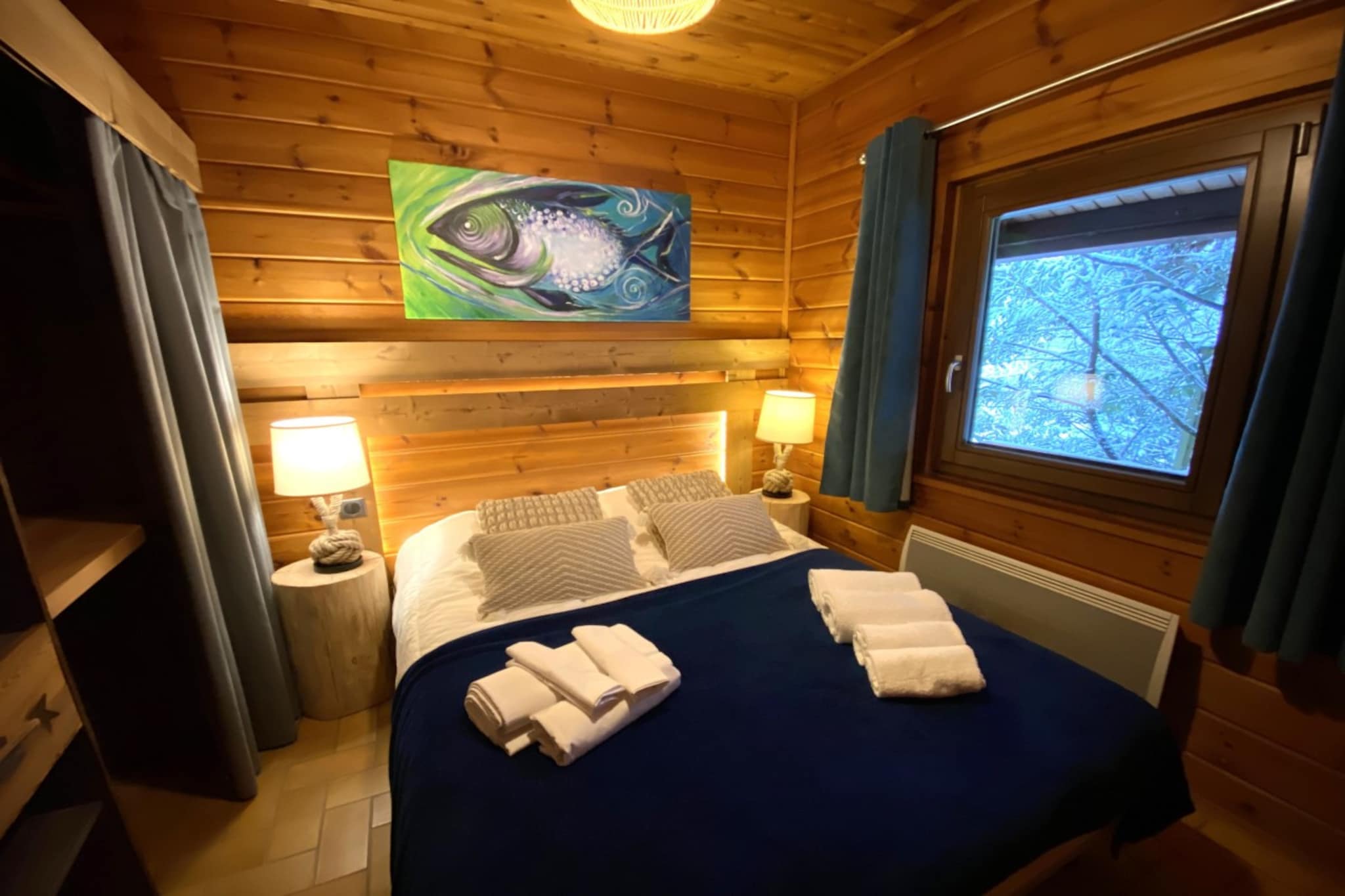 LE FISHING LODGE Chalet en bois avec Bain Nordique-Slaapkamer