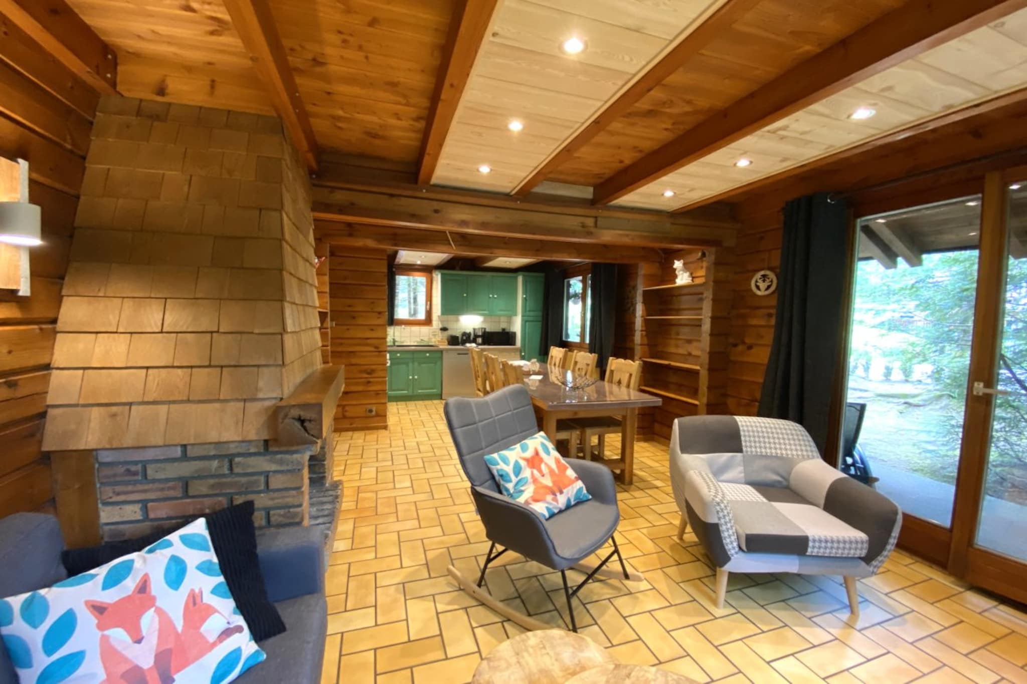 LE RENARD  Chalet en bois au calme-Woonkamer