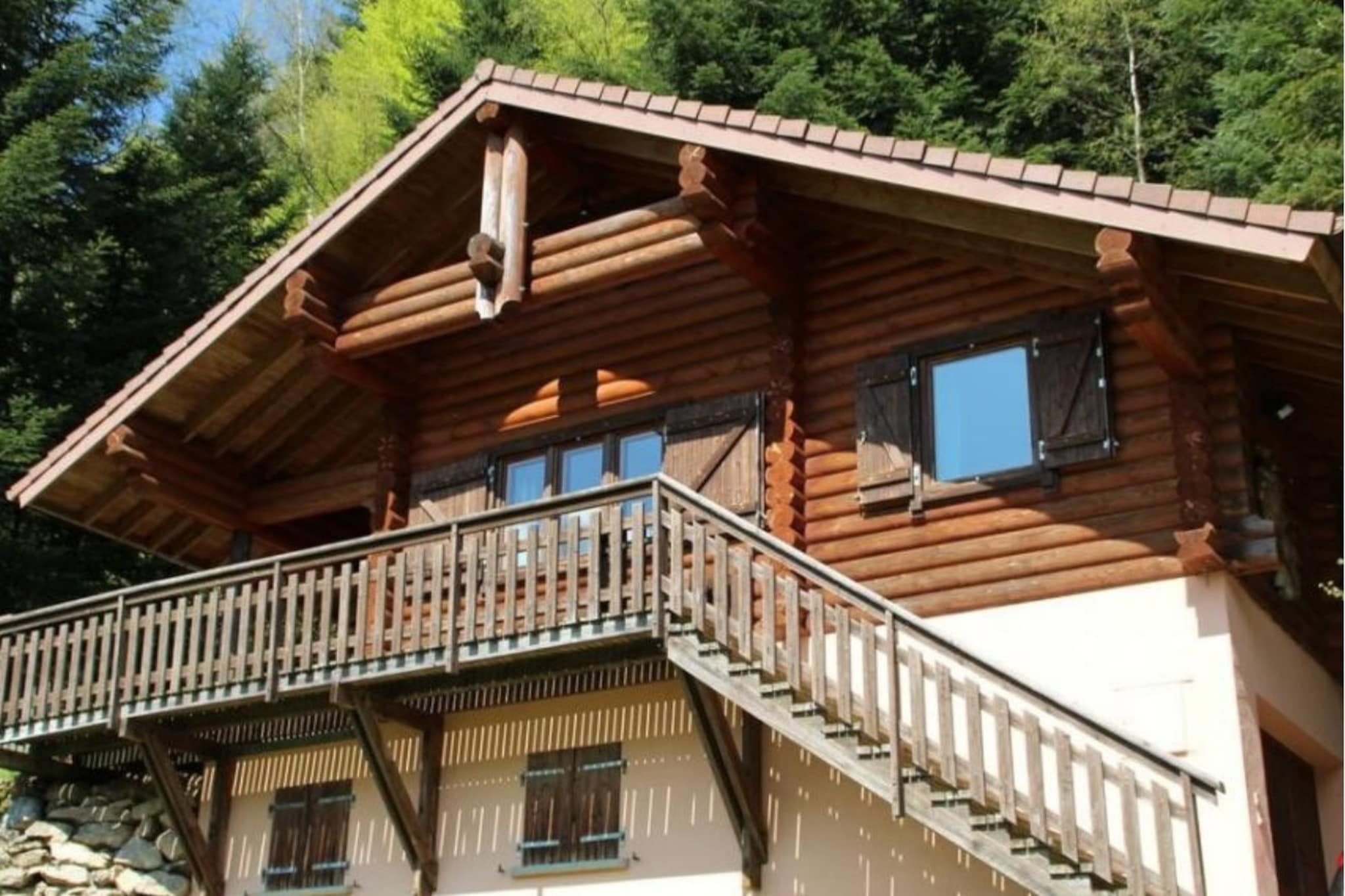 LE GRAND CERF  Chalet en rondins avec SPA Jacuzzi-Buitenlucht