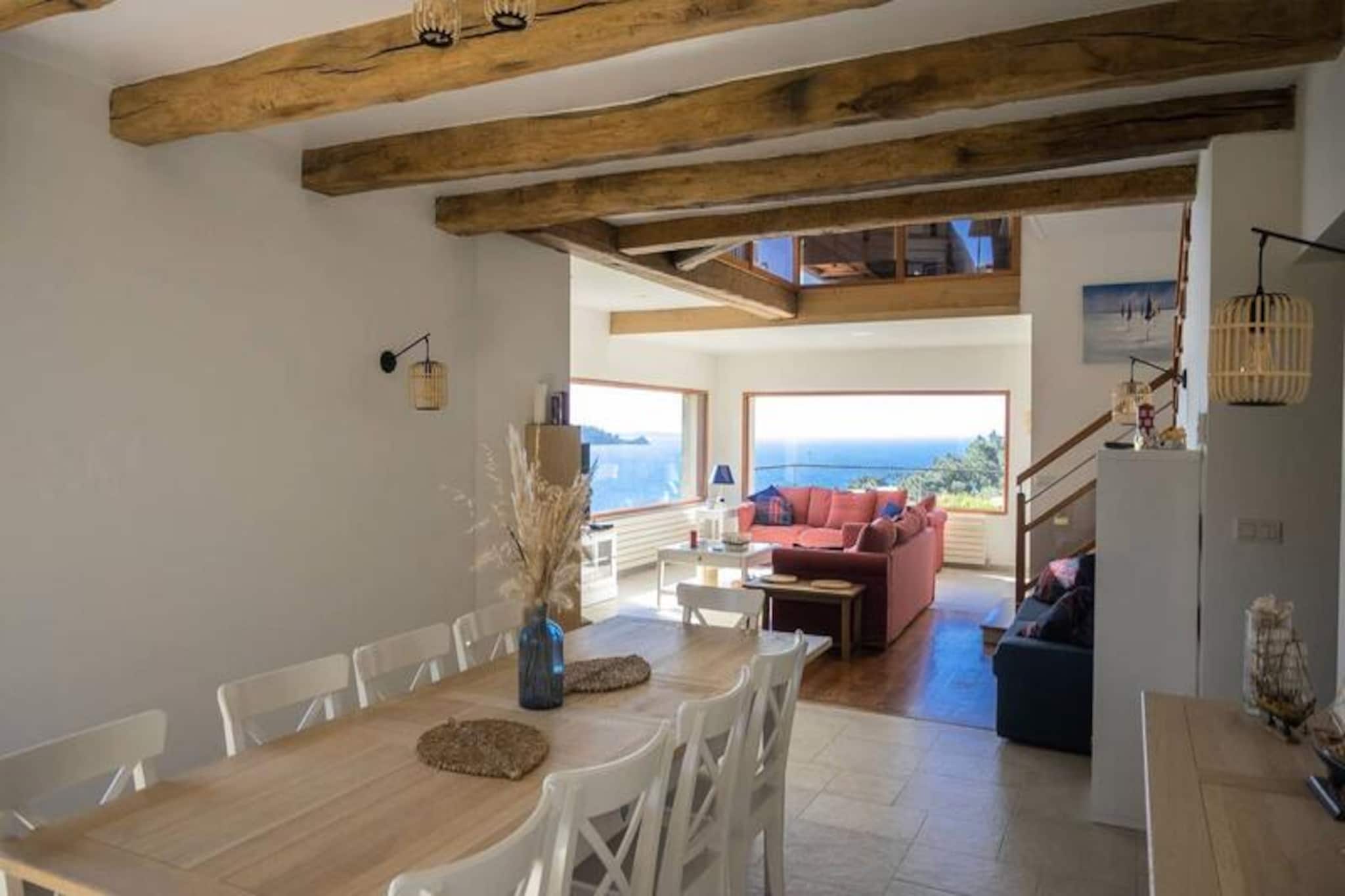 COTE DE GRANIT ROSE, rental of an exceptional villa for 10/12 people just 10 minutes from PERROS GUIREC and with panoramic views of the sea.

Omnipresent, the sea view captivates the eye throughout the day and amazes you in the evening at sunset. Thanks to the omnipresence of its bay windows, you always have the impression of being in direct contact with the sea.

This villa with its refined decoration will offer you space and brightness. The living rooms, open and comfortable, open onto a spacious terrace which promises idleness and relaxation against a blue horizon with the sound of the waves. 

Treat yourself to an enchanted break, just a stone's throw from the sea. Swimming, fishing, coastal walking, kayaking and the sailing school nearby... come and enjoy the benefits of Brittany.

THIS PROPERTY OFFERS:

DETAILS OF ROOMS, BEDS and BATHROOMS:
- Bedroom 1 (ground floor): 1 160 cm bed and 1 1 90 cm bed with its bathroom and office. 
- Bedroom 2 (floor): 160cm bed
- Bedroom 3 (floor): 140 cm bed,
- Bedroom 4 (floor): 1 160 cm bed - sea view
- Mezzanine: a sofa bed facing the sea

- Bathroom with shower and bathtub upstairs
- 1 independent toilet on the ground floor and upstairs


EXTERIORS / LEISURE EQUIPMENT:
- An exceptional view of Perros Guirec
- Private property, tranquility assured
- Barbecue, garden furniture, deckchairs
- Enclosed garden, Parking. 
- Ping-pong table, exercise bike
- Chimney
- Hiking trail 2 steps from the property

NOTE: 

- Internet connection
- A travel cot, a high chair, bathtub and baby potty
- Possibility of renting bicycles.
- Possibility of ordering a shopping list for your arrival.
- Pets accepted after validated request.
- A deposit of €2000 will be required upon entry to the premises.
- The cleaning fee of €220 will be expected.
- Possibility of having beds made upon your arrival (including towels) for €15 per person.


A private concierge service is also at your disposal during your stay. Delivery of meals, bicycles and shopping before your arrival possible upon reservation. Massages, theme evenings (eg pancake evening or birthday evening), suggestion and reservation of activities are also possible.
