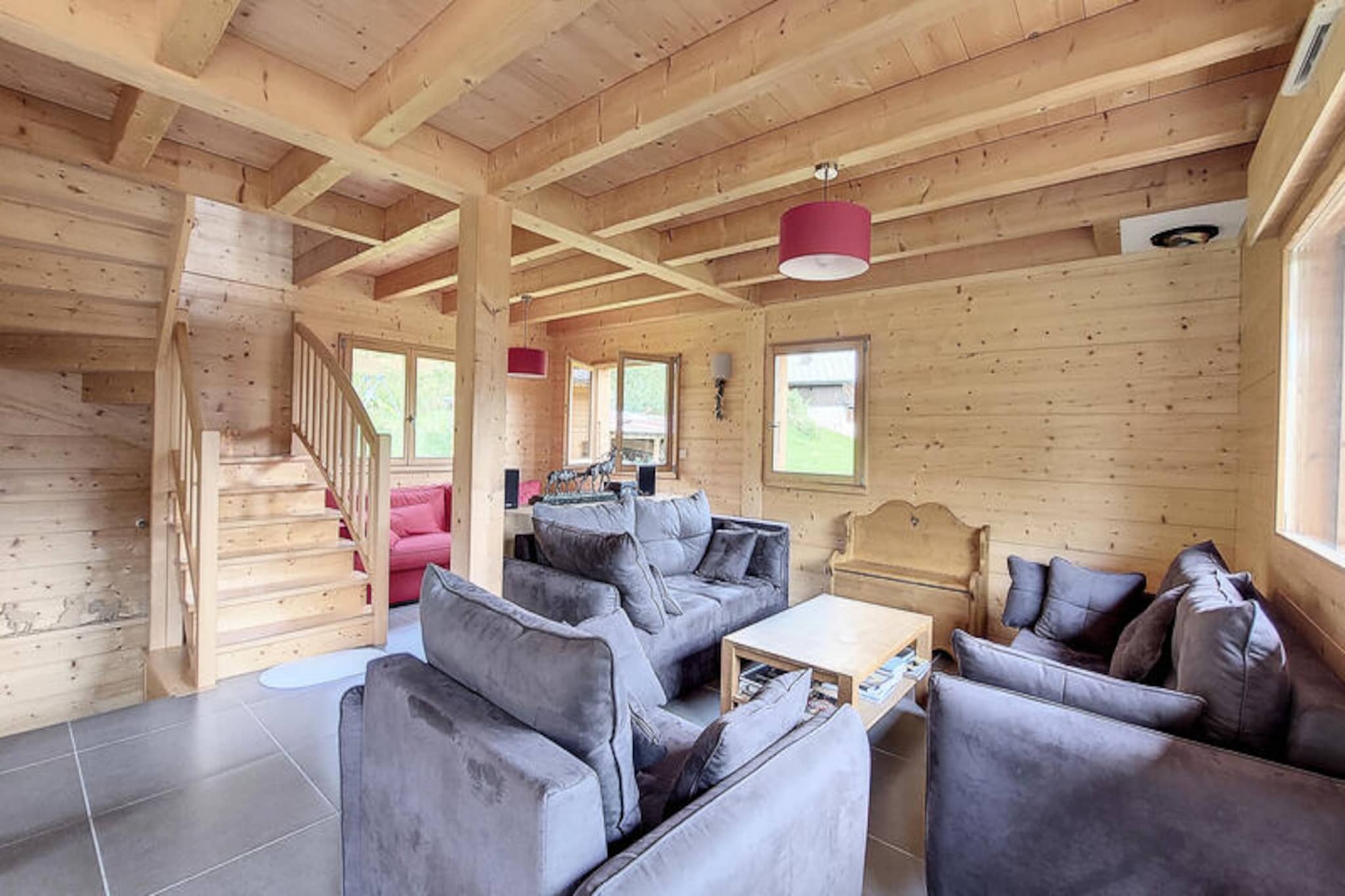 This charming 110m² individual chalet can comfortably accommodate 6-8 guests, featuring five bedrooms and ample living space. The chalet includes a master bedroom with a double bed, a cozy office with a convertible sofa, and three other bedrooms, including two with double beds and one with two single beds. It is pet-free, ensuring a peaceful environment for all guests, and features modern amenities such as plenty of storage, wardrobes, and a flat-screen TV for relaxation.

Located in Saint Jean d'Aulps, this chalet is just a short drive from Mont d’Evian and offers stunning mountain views, including views of the Grande Terche and Roc d’Enfer. The area provides plenty of outdoor activities, including skiing in the winter and hiking or biking in the warmer months. Nearby, guests can enjoy local cafes, restaurants, and markets, offering a taste of the local charm and alpine lifestyle. The chalet's convenient location ensures easy access to essential services, making it an ideal base for exploration.

The chalet is well-equipped with a spacious kitchen that includes a ceramic hob, oven, dishwasher, and fridge/freezer, along with a raclette and fondue set for memorable meals. A cozy living area provides a comfortable place to unwind, and the two bathrooms feature modern facilities, including a walk-in shower and a bathtub. Additional amenities include a laundry room with a washing machine and dryer, a ski room, and three parking spaces right outside the chalet. Please note, bed linens and towels are not provided.