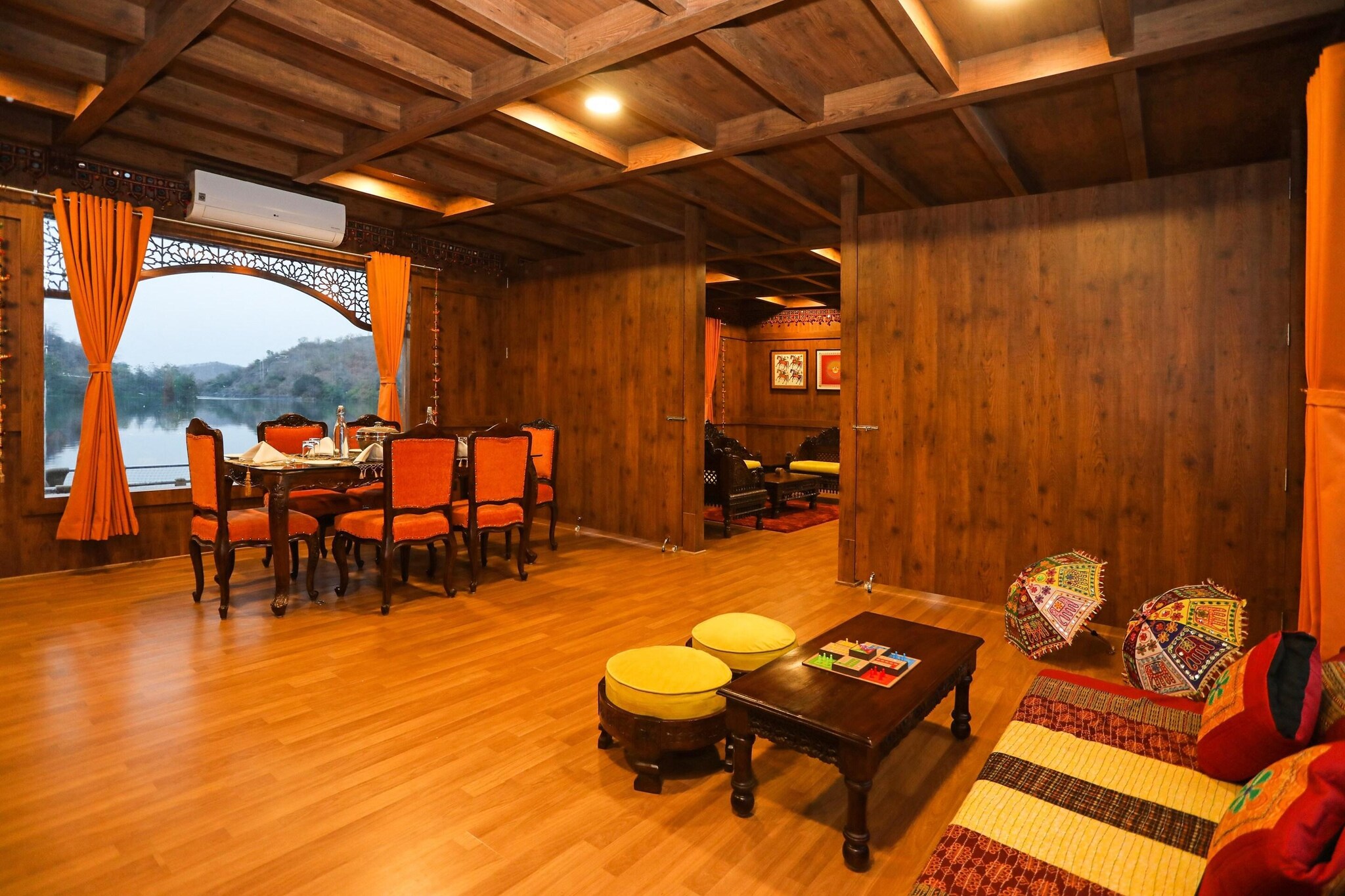 Ground floor: (Kitchen(coffee machine, microwave, fridge), bedroom(double bed, TV, seating area, air conditioning, telephone), bathroom(shower, washbasin, washbasin, toilet, Towels incl., shampoo, body soap, hot water), shower, telephone, shampoo)\n\nbalcony, iron