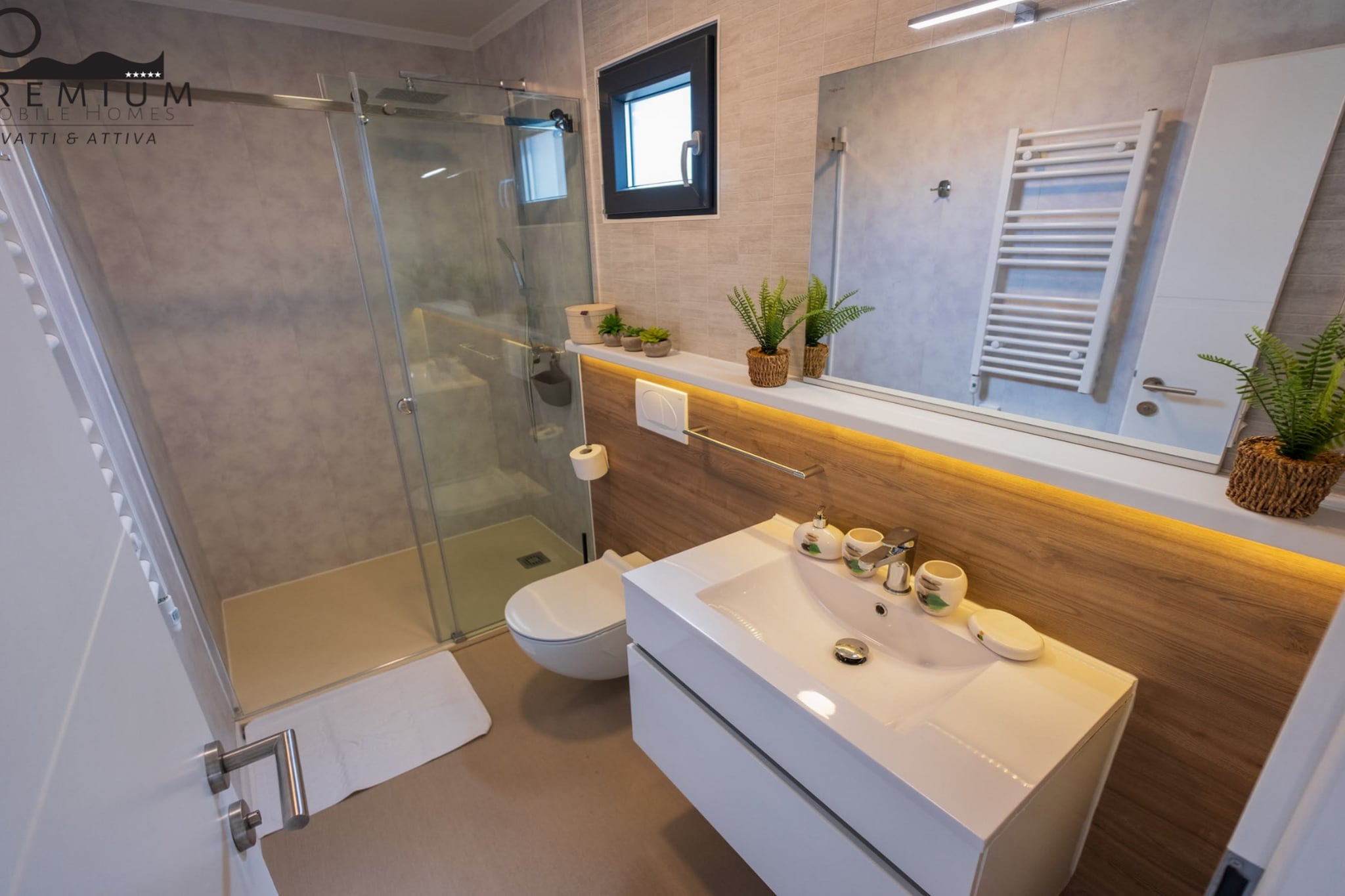Charming Two-bedroom Mobile Homes Drage - Mobile Home with Sea View and Terrace-Badkamer