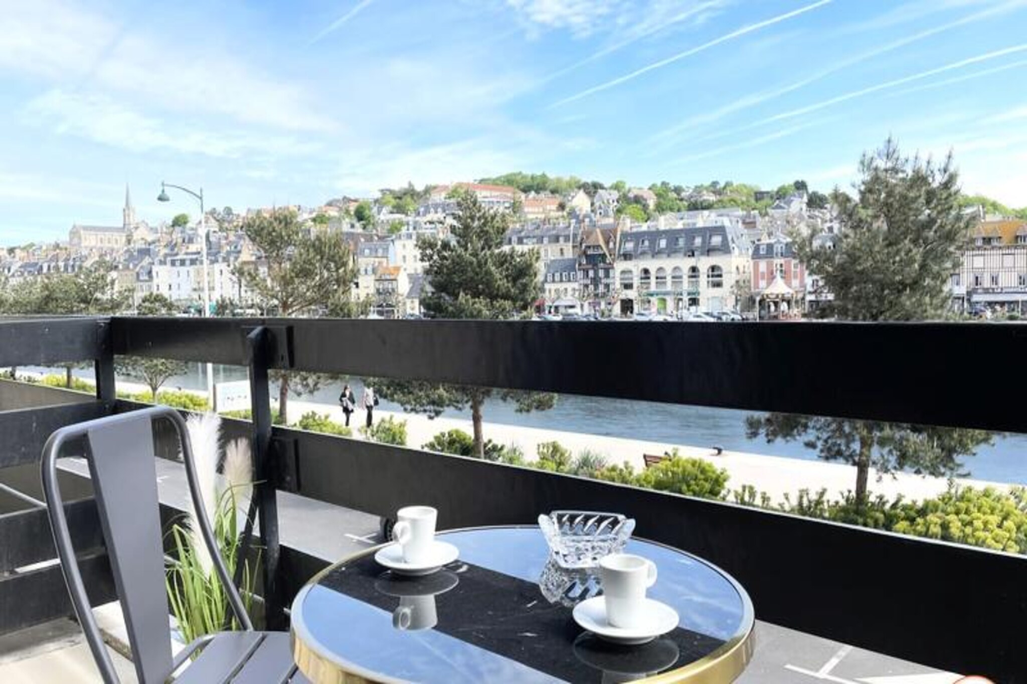 Elegant open-view balcony with parking