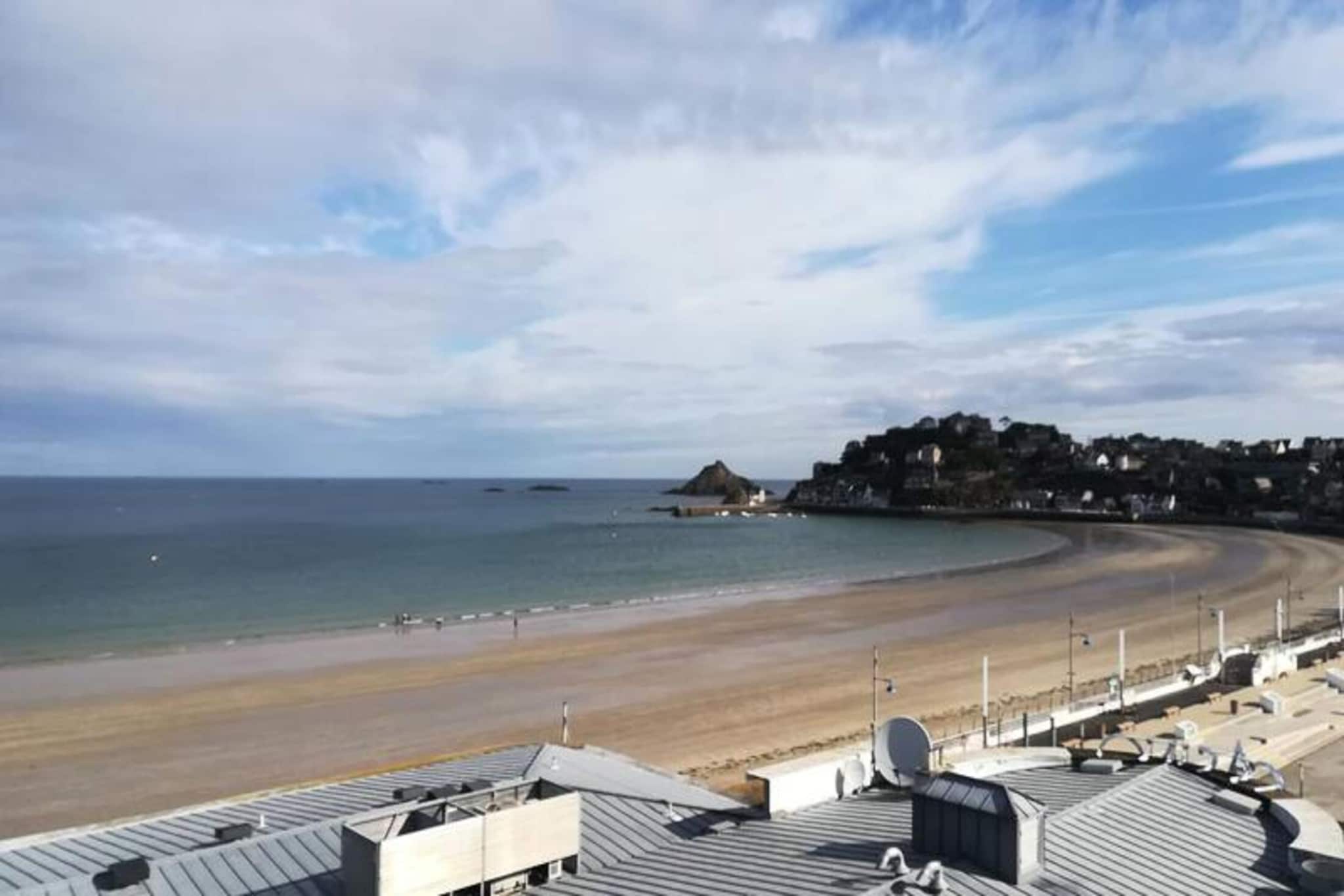 This refurbished studio apartment, located on the 4th floor of a seaside residence, offers a comfortable and convenient stay for guests looking to enjoy the vibrant Val-André resort. The studio includes a living area with a convertible sofa, a TV, and glass doors leading to a private balcony with a full sea view. The apartment is pet-friendly, so you can bring your furry companion along for your coastal getaway. The living space is bright and inviting, with a dining table and chairs for meals or relaxation.

The property’s prime location places you just 25 meters from the beach, where you can soak up the sun or enjoy water activities. The nearby marine spa offers a perfect spot for relaxation, while the casino and cinema provide entertainment options. Shops, cafes, and restaurants are all within easy walking distance, allowing you to explore the local charm and savor delicious meals by the sea. Whether you want to unwind or discover the local culture, there’s something for everyone in this bustling coastal area.

Inside the apartment, you’ll find a fully equipped kitchen with modern appliances such as a microwave, oven, electric hob, refrigerator, toaster, coffee maker, and dishwasher, making it easy to prepare meals during your stay. The bathroom features a shower, sink, and washing machine for added convenience. The apartment also offers separate WC facilities, and optional services like linen rental, baby bed, and Wi-Fi equipment are available for a more comfortable stay.



