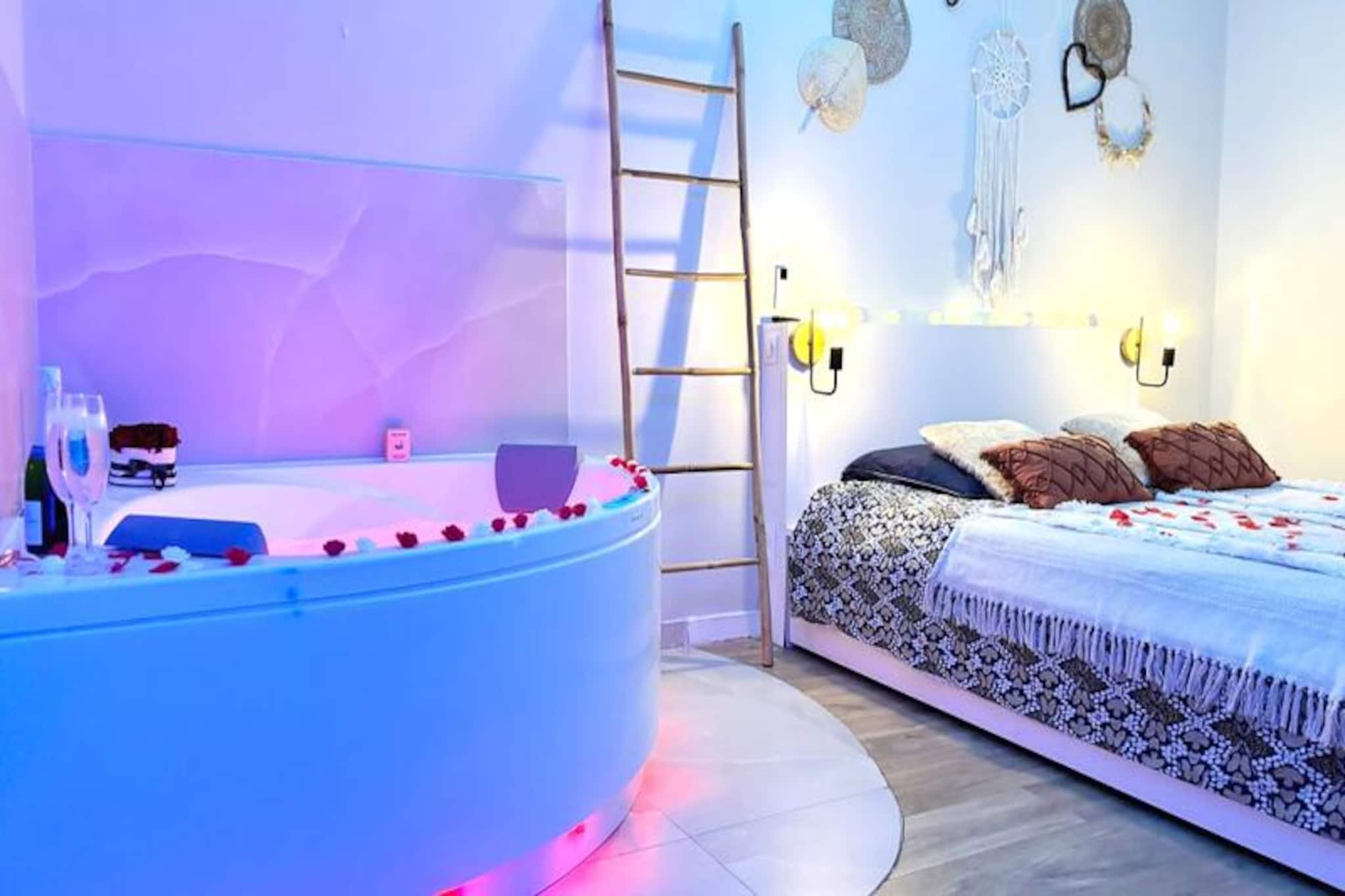 This cozy loft-style apartment offers the perfect retreat for relaxation or romantic getaways. The space features a luxurious spa bath with water and air jets, a private loggia, and high-end Queen Size bedding. Guests can enjoy entertainment with a video projector, Chromecast, and access to streaming services like Netflix and Amazon Prime. A Smart TV and Bluetooth speaker enhance the cozy ambiance, while thoughtful touches such as bath linen and coffee ensure a comfortable stay. Please note that pets are not allowed, and the apartment is non-smoking.
Nestled in the heart of Le Havre’s city center, the property is just steps away from pedestrian streets, gourmet restaurants, shops, and the beach. Nearby public transport, including trams and buses, offers convenient access to explore the city's rich culture and history. Paid parking is available around the property, with free options for electric vehicles and at the beach. The area also features an underground parking option for extended stays.
The apartment includes a fully equipped kitchen with modern appliances, a sleek bathroom with an Italian shower, and a bright, plant-filled loggia. Additional services like parking, a romantic setup with champagne, or a travel cot can be arranged upon request for a fee. Guests are welcomed personally, with flexible check-in and out arrangements. Late arrivals may incur additional charges. A €1000 deposit is required, ensuring a secure and high-quality experience.