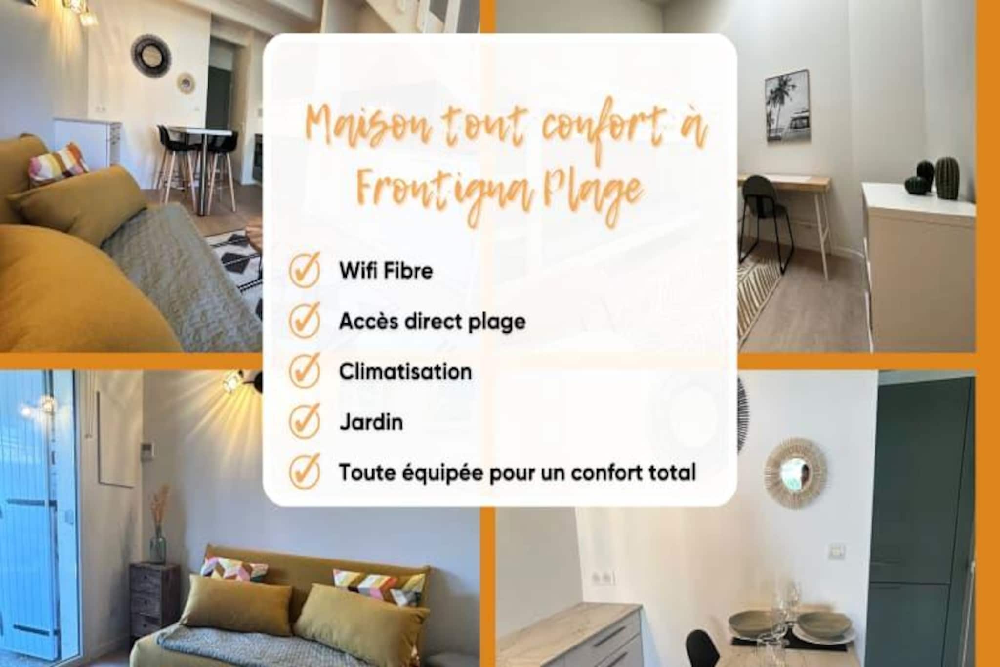 This modern, fully air-conditioned apartment is the perfect retreat for up to four guests, with air conditioning in every room to ensure a comfortable stay. It features a spacious living room, a well-equipped kitchen, and two separate bedrooms. The property is pet-friendly, making it an ideal choice for those traveling with furry companions. A private deposit is required for added security during your stay.

Located just 100 meters from the beach, this apartment offers easy access to the best of the coastal area. Nearby, you’ll find a variety of shops, cafes, and restaurants, providing all the essentials for a relaxing vacation. For outdoor enthusiasts, there are opportunities to rent bikes, paddles, or take part in kitesurfing lessons. The region also boasts picturesque cycle paths that wind through ponds and villages, and visitors can spot the stunning pink flamingos.

Inside the apartment, you’ll find a well-equipped kitchen with everything you need to prepare your meals, as well as a modern bathroom with a large shower. Whether you’re enjoying a meal in the intimate outdoor space or relaxing indoors, this accommodation offers a perfect balance of comfort and convenience for your stay.