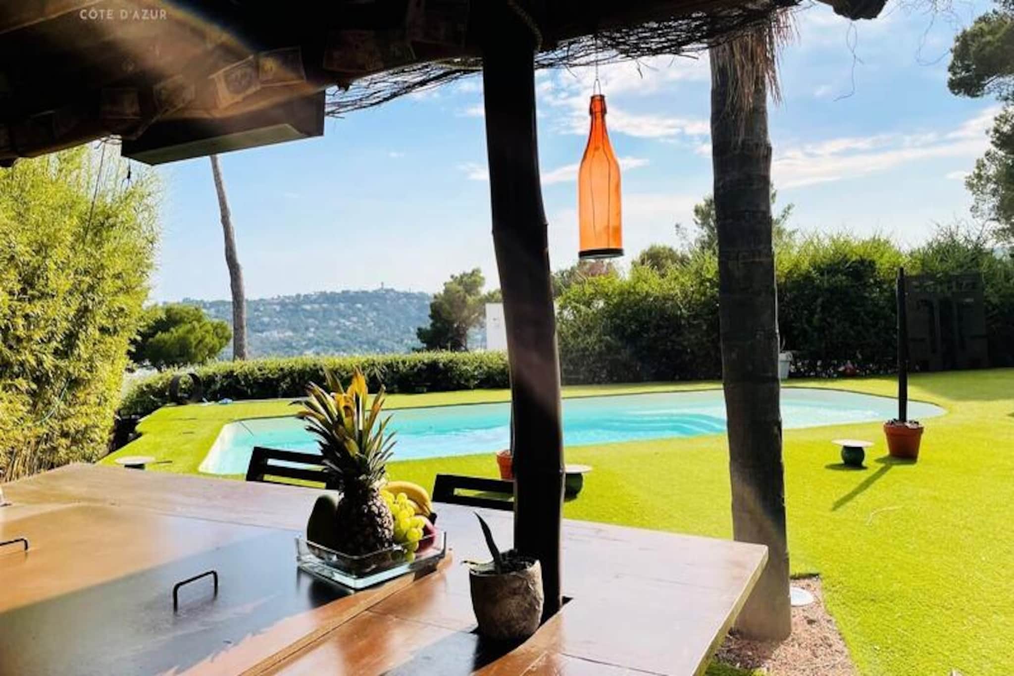 This magnificent architect-designed villa of 225 m², all air-conditioned, will welcome you in the heights of Vallauris - Golfe Juan with its exceptional sea view and its Provencal garden of 800 m² oriented facing south and not directly overlooked.
You can enjoy its 4 beautiful bedrooms and all its amenities. This villa has been renovated. designed to guarantee you an unforgettable stay on the Côte d'Azur.
Array
Enjoy a dream stay in Villa Luma.
You won't get tired of the magnificent sea view!
You will rest in one of the 4 large, refined rooms of Villa Luma, air-conditioned and equipped with bathrooms with showers. Italianate and WC. Two of the bedrooms are upstairs. upstairs with their sea view terrace, the third, the master suite is and on the ground floor. Very spacious, approximately 30 m² it has a particularly spacious and pleasant bathroom.
If one of the guests wants a little isolation, there is a large flexible room of around 40 m. For amateurs, the very spacious kitchen is very well equipped.
Carefully decorated, Villa Luma houses numerous works of art. Finally, the large driveway accommodates more than 5 cars.
À to suit your wishes for relaxation and leisure, there is a mature garden. carefully designed, a 32m heated swimming pool, a ping-pong table, an “exotic” with two large planchas and a Hifi system. There are also multiple parasols and a summer lounge. equipped with a pergola.
For your well-being, a series of services are available at your convenience. the Villa by reservation: Massage, hairdresser, aesthetics, chef home or even concierge service.
And if you want a ride on a luxurious 21 m yacht? Antibes, renting the Villa allows you to access the city. an exclusive rate of -25%!
Very well located, close to half an hour from the airport and 10 minutes' walk from the airport. less than a quarter of an hour from Antibes and Cannes. Villa Luma is also nearby. 10 minutes away foot of the adorable village of Vallauris which in addition to its restaurants and shops, is home to the famous Picasso museum.
For couples and families only, no events.
Villa Luma, an exceptional setting and location for a dream vacation on the Côte d'Azur.
You will have access to the entirety of of the villa and the exterior in a private manner.
Our team will be there. at your disposal to respond to your questions your questions and your requests.
Located on the heights of Vallauris, the villa has an ideal location in a residential area. Only a few minutes by car from the beaches and centers of interest, you will also have easy access to the main roads which will allow you to visit our beautiful region.
A vehicle is recommended. because the villa is located on the heights.
A deposit of 2000 € you will be asked. It will be done by bank imprint. For this we use the secure online service. Swikly which will allow you to deposit your deposit online without any debit or impact on your bank limit.
Deposit (in euros) - 2000