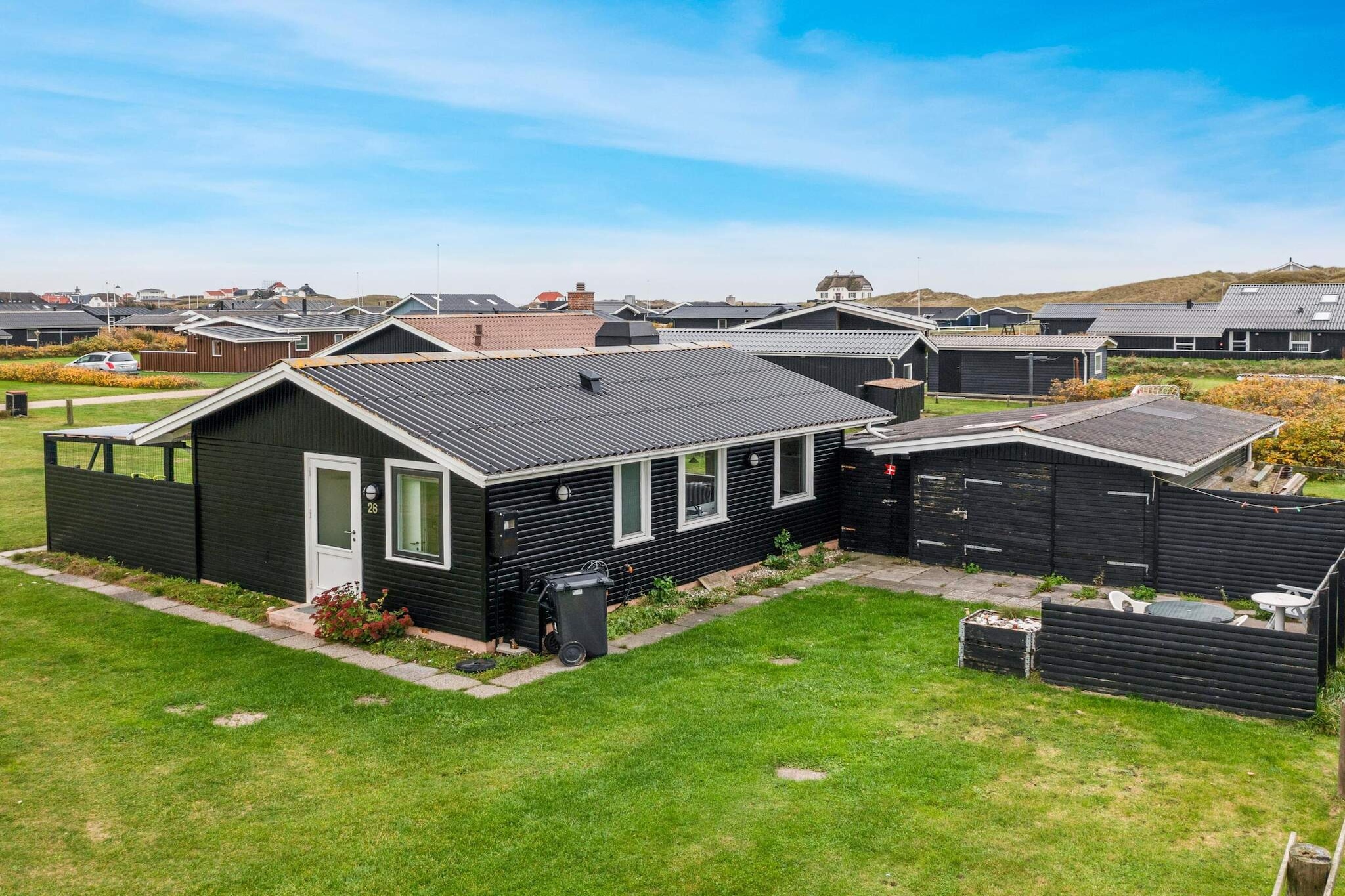 This lovely cottage, located at Ã˜rnevej 26 in Furreby, offers a cozy and tranquil escape. With 40 sqm of living space, the cottage includes two comfortable bedrooms, a toilet, and a bright kitchen/living room area. The living room is welcoming, featuring a wood-burning stove and access to a conservatory/covered terrace, perfect for relaxing and enjoying the outdoors. The kitchen is bright and open, connected seamlessly with the living room, making it a great space for socializing and preparing meals.

The property also includes a 33 sqm garage that contains an additional bedroom and the house bathroom, adding extra space for guests. Situated on a 815 sqm natural plot in the charming and quiet village of Furreby, the cottage is surrounded by beautiful nature. Itâ€™s just a short distance from the center of LÃ¸kken, offering easy access to shopping, transport, and various amenities. Numerous beach paths lead to the North Sea, and the wide, white sandy beach is just 200 meters away, making it ideal for beach lovers.

The cottage features practical bed arrangements, with a bedroom containing 2 single beds, a room with a bunk bed, and an annex with two single beds. This non-smoking cottage is perfect for families or small groups, and youth groups are not allowed, ensuring a peaceful atmosphere. Whether you're relaxing at the cottage or exploring the surrounding nature and beach, this holiday home offers a perfect setting for your next getaway.

A refundable deposit might be charged closer to your check-in date. This deposit covers utilities consumed during your stay and any additional services that may be taken. The final amount will be adjusted based on actual meter readings, actual usage of extra services, and any remaining balance will be refunded within 21 days after checkout.