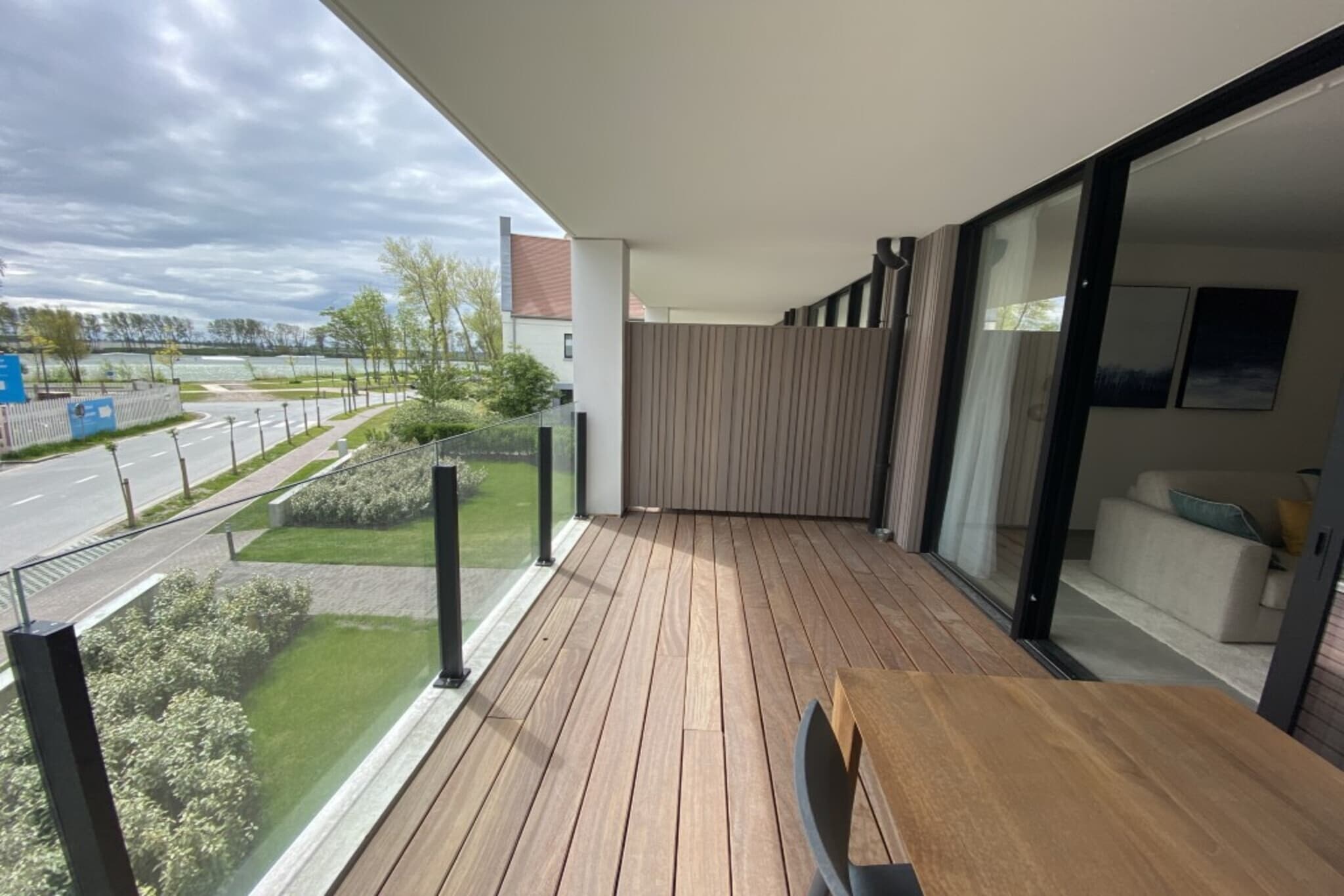 On the 1st floor: (open kitchen(hob(induction), electric kettle, toaster, coffee machine(cups, filter), combination microwave, dishwasher), Living/diningroom(double sofa bed(160 x 200 cm), TV(digital), dining table, seating area), bedroom(bunk bed), Bedroom with bathroom(double bed(160 x 200 cm), shower, washbasin), bathroom(shower, washbasin, toilet), toilet(toilet), Internet access)\n\npatio, terrace, bicycle storage, parking