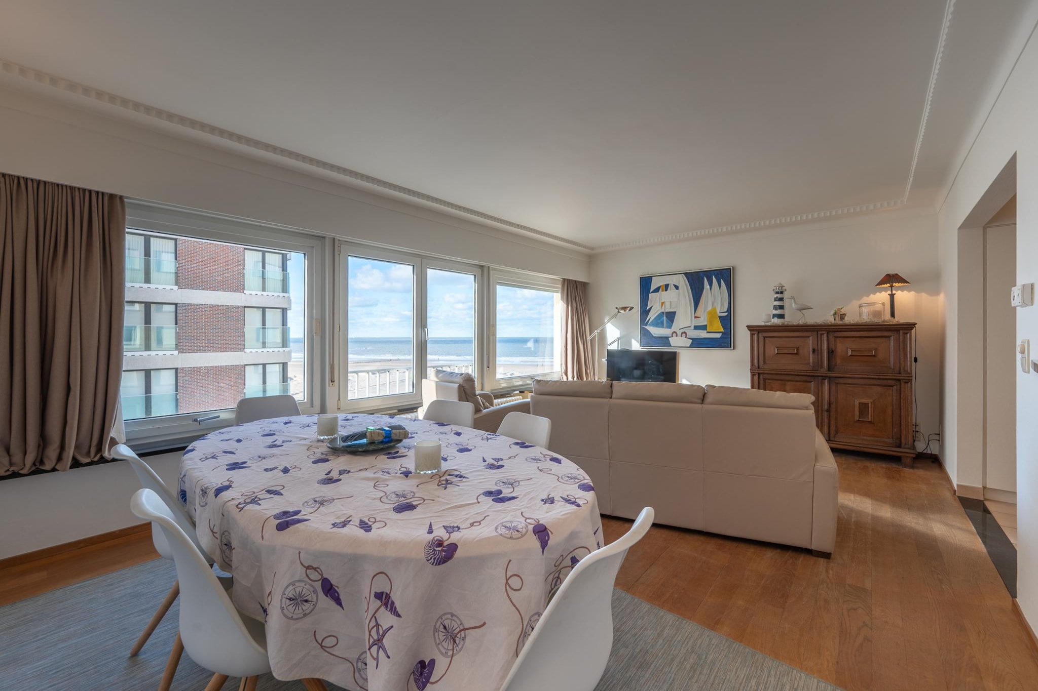 Discover this lovely 4th-floor apartment in the beautiful Gulfstream residence, ideally located between the Casino and Rubensplein, just a short walk from Albert Beachâ€™s private shores. Perfect for a relaxing coastal getaway with stunning sea vibes and convenient access to local attractions.

The bright living room with an open kitchen offers a cozy space to unwind while enjoying a lovely side sea view. The apartment has three bedrooms: one double, one with two singles, and one with bunk bedsâ€”ideal for families or groups. A separate bathroom adds comfort and convenience.

Explore vibrant Rubenspleinâ€™s shops and restaurants or relax on nearby Albert Beach. Parking spaces are available to rent nearby, making exploring effortless. This apartment perfectly blends seaside charm, modern comfort, and a central location for a memorable stay.

Booking subject to host approval; the host will contact you to confirm.