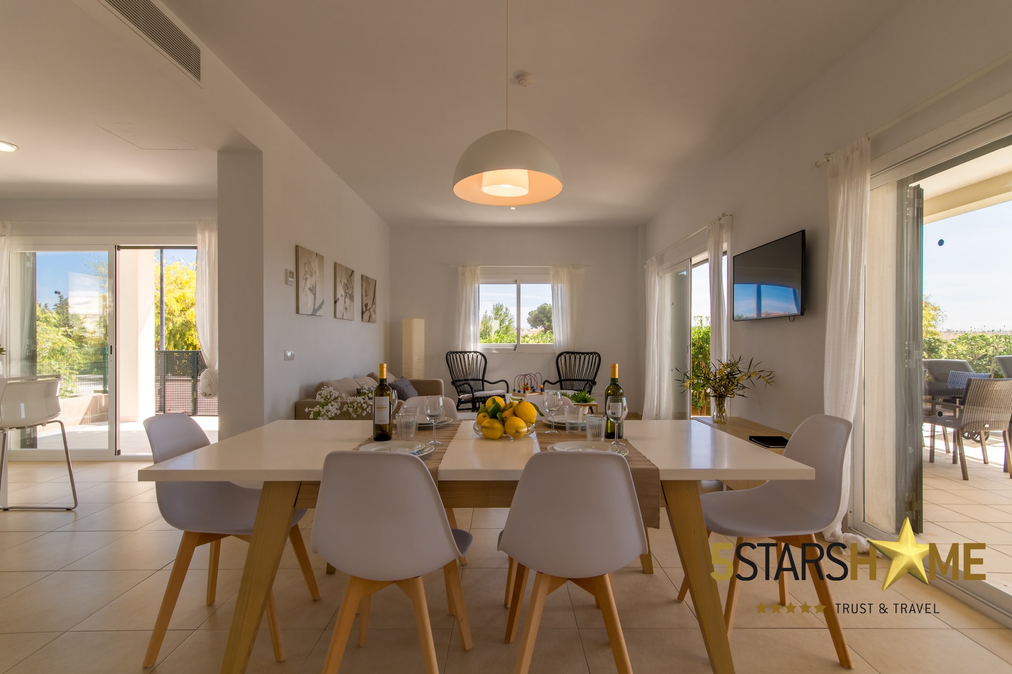 Ground floor: (Kitchen(electric kettle, toaster, coffee machine, oven, microwave, dishwasher, fridge-freezer, Juicer, electric hot plates, dishes and cutlery, Cooking basics), Living/diningroom(single bed, single bed, TV(satellite), dining table, seating area, DVD player, radio), bedroom(single bed, single bed), bedroom(single bed, single bed), bathroom(bathtub with shower), Internet access)\n\nOn the 1st floor: (Bedroom with bathroom(double bed, TV, shower), Bedroom with bathroom(double bed, TV, shower))\n\nGarden Furniture , solarium, washing machine, balcony, heating, air conditioning, terrace, garden, sun loungers, BBQ, parking, swimming pool(private, outside), iron