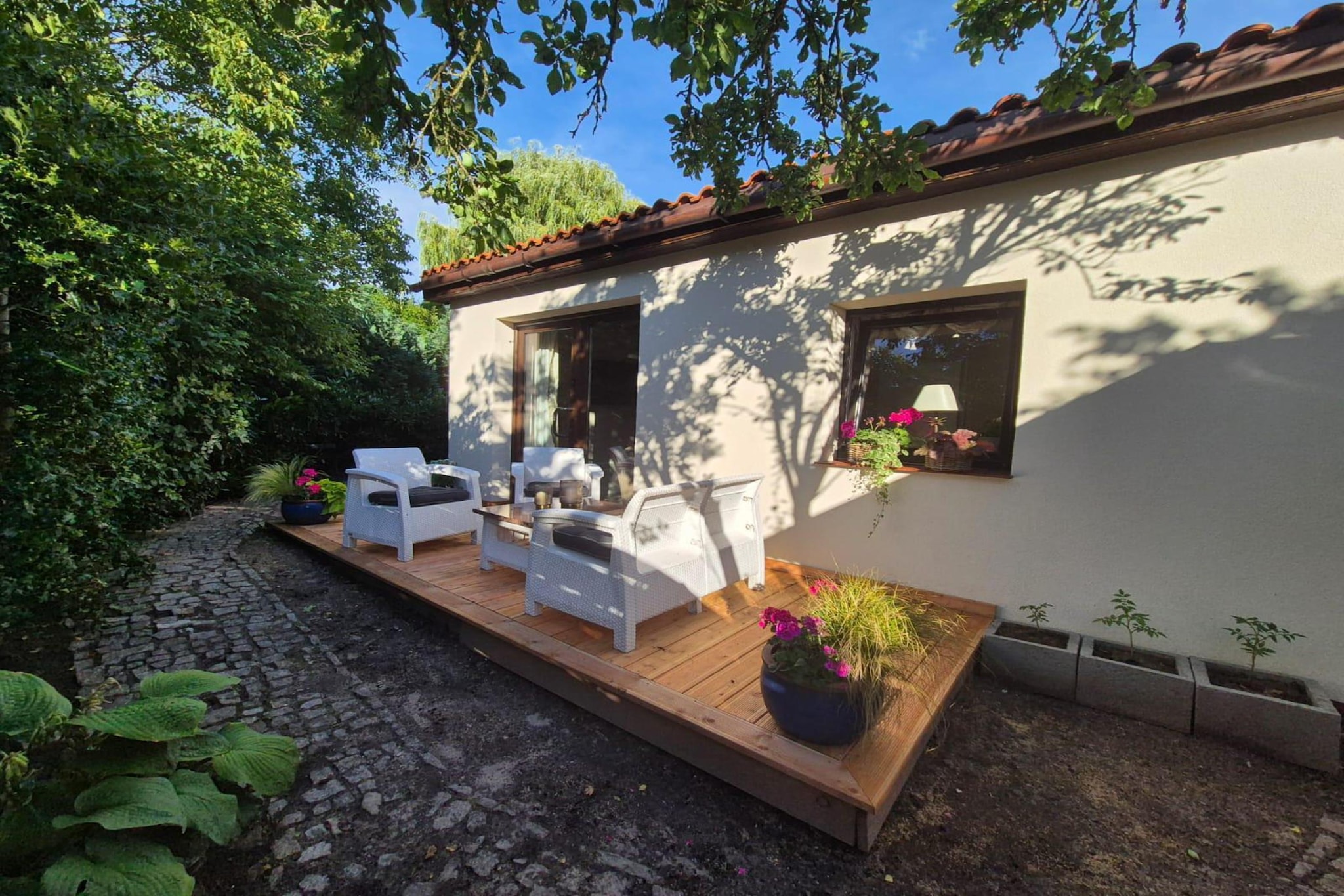 Dom wakacyjny z sauną i jacuzzi dla 4 osób Lubin - Terrasbalkon