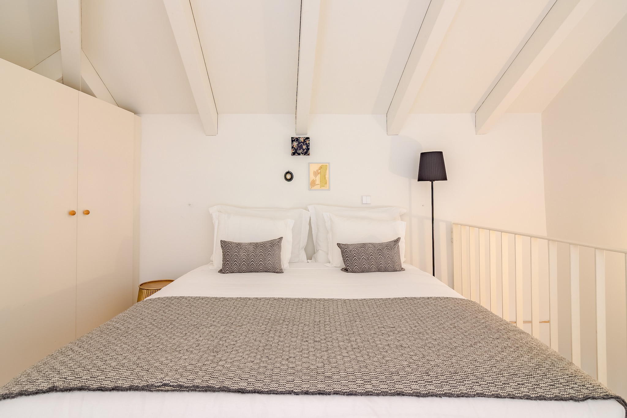 Kitchen(electric kettle, toaster, coffee machine, oven, microwave, fridge-freezer, dishes and cutlery, Cooking basics), Living/diningroom(dining table(3 persons), seating area), bedroom(double bed, TV), bedroom(double bed), bathroom(shower, washbasin, toilet, hairdryer), Internet access, washing machine, balcony, air conditioning, iron