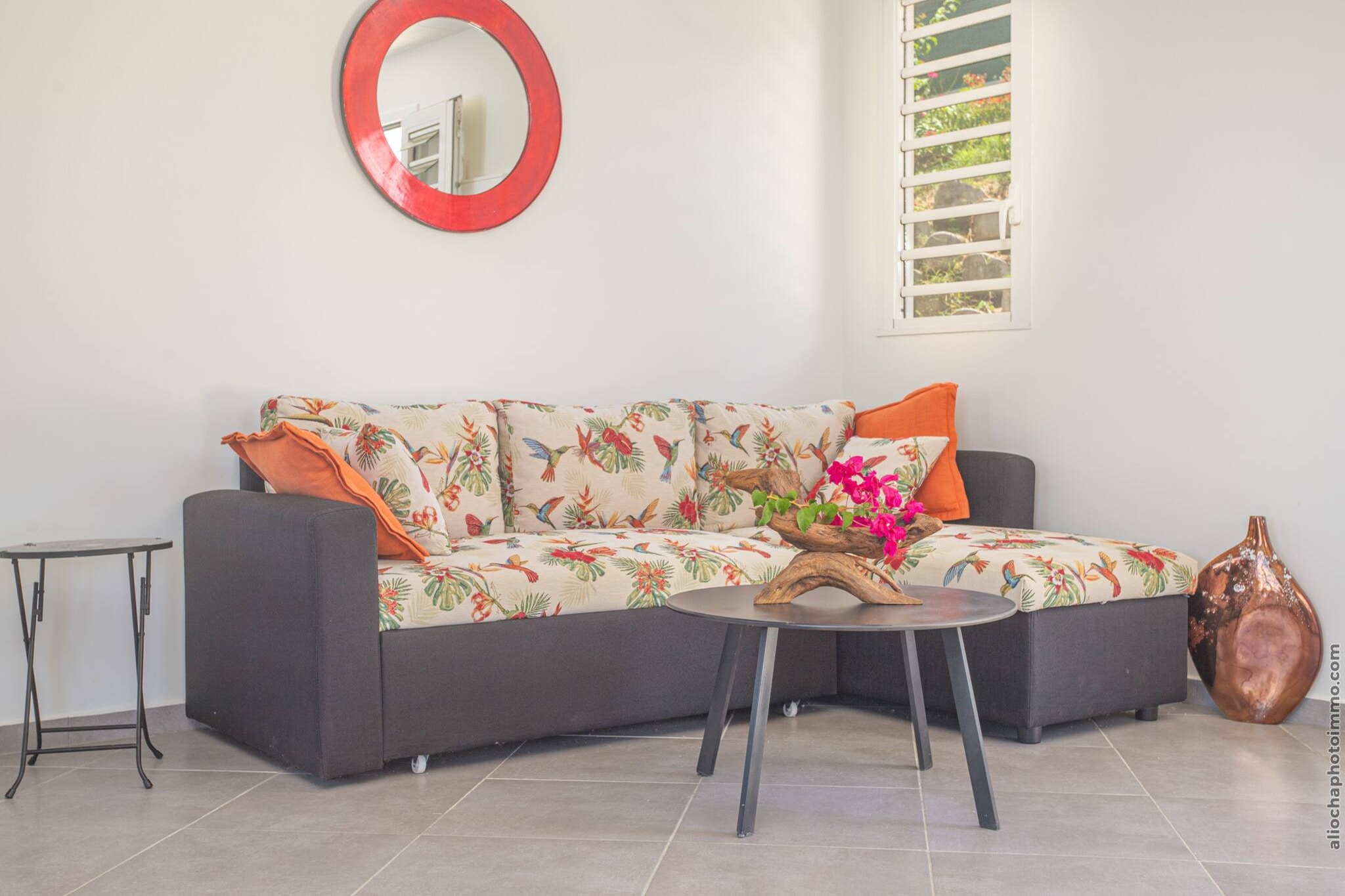 Bungalow Chic : Vue Mer & Montagne (Orange)-Woonkamer
