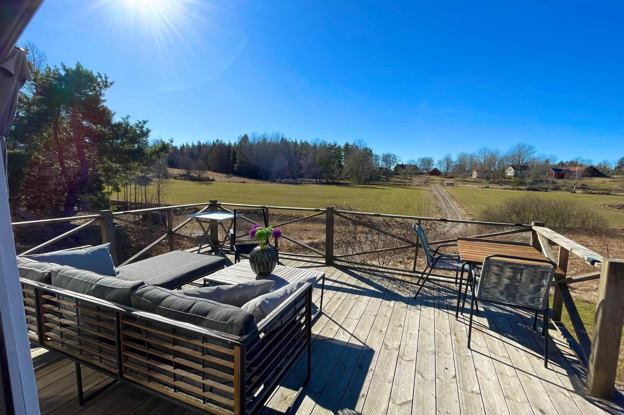 Annex: (double bed, cot)\n\nInternet Access DSL, Kitchen(stove(induction), oven, microwave, dishwasher, fridge-freezer, water from well), Living/bed room(TV(swedish TV channels)), bedroom(double bed), bedroom(double folding bed), bathroom(washbasin, shower, toilet, washing machine), balcony, heating(electric), garden, garden furniture, garden furniture, parking, deckchairs