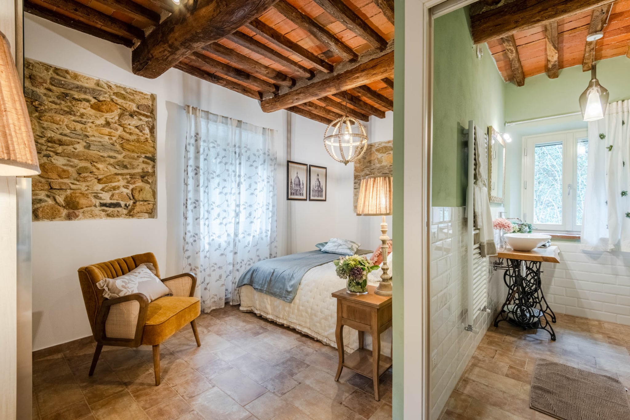 Molino Giusti Farmhouse-Schlafzimmer