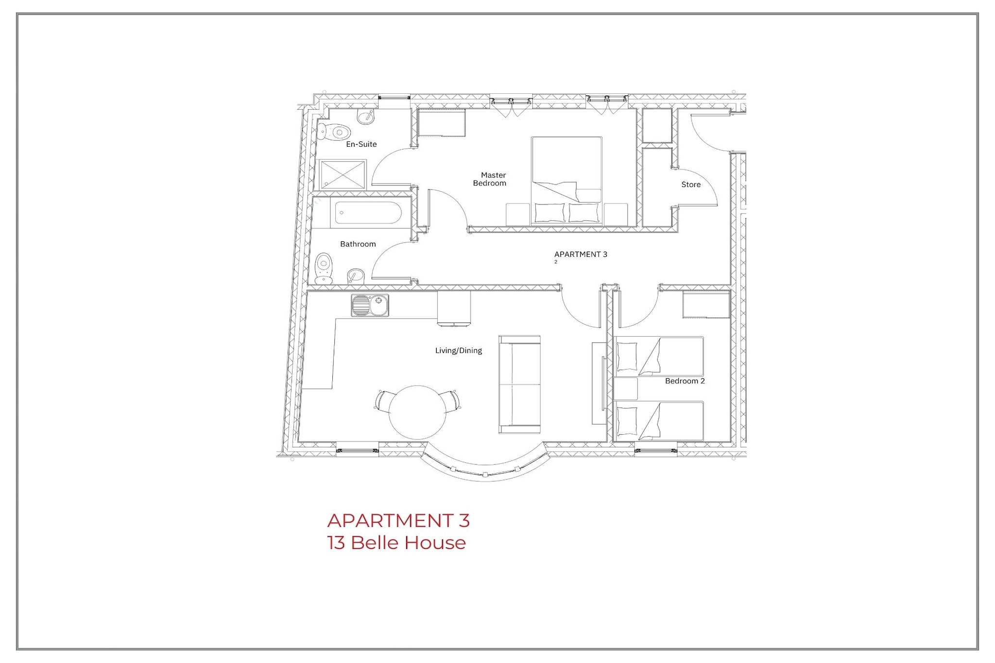 Belle House, Apt 3-Plattegrond
