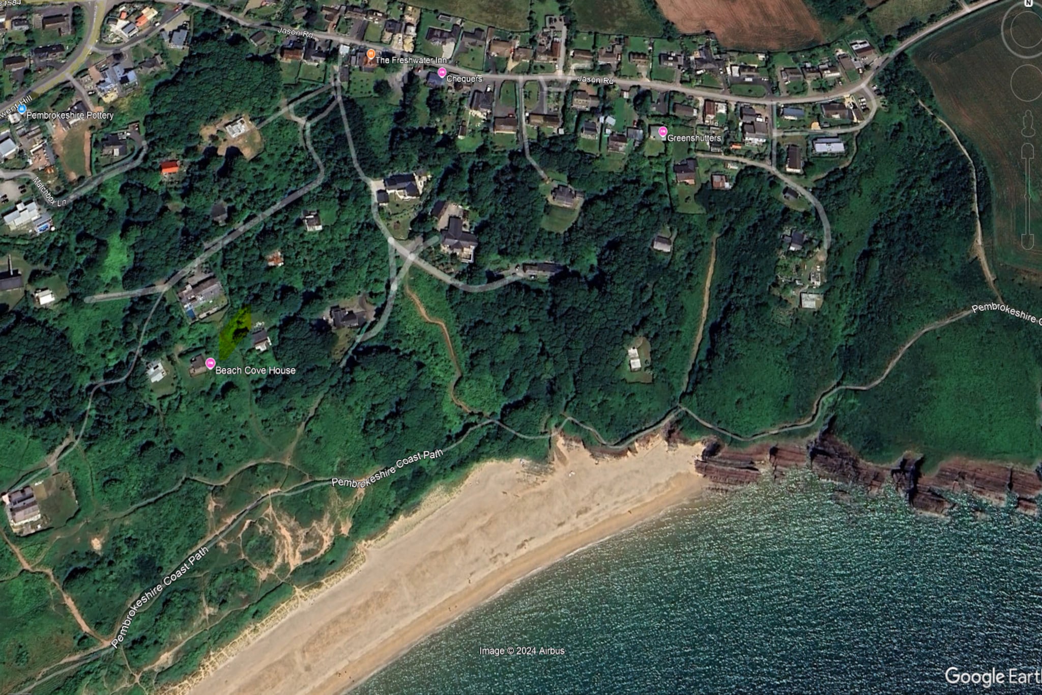 Beach Cove-Gebieden zomer 20km