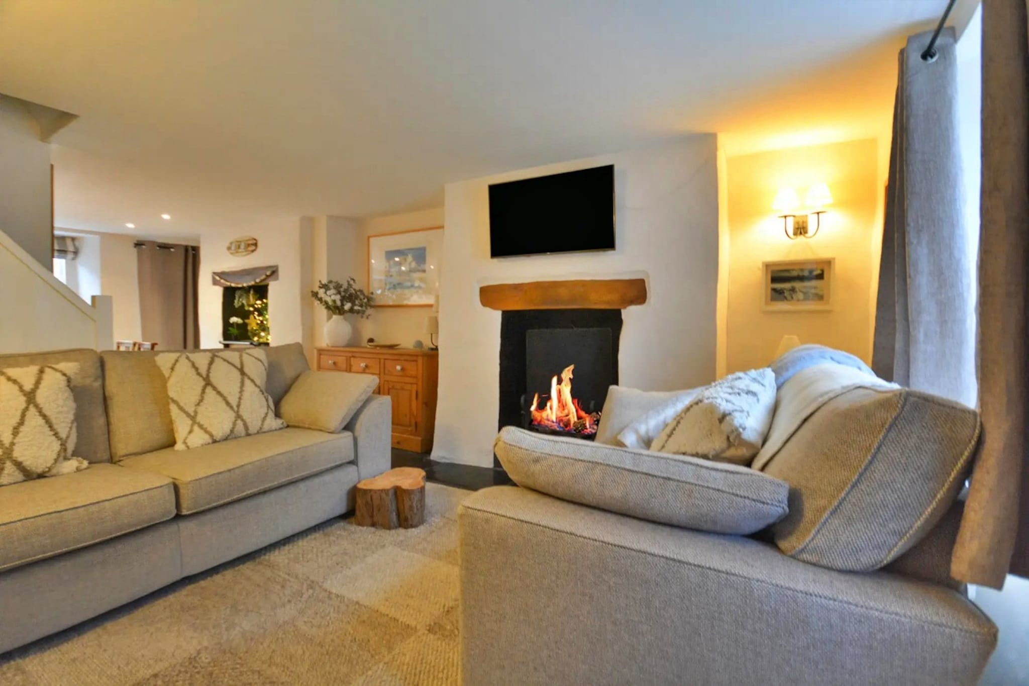 Cawsand Cottage-Woonkamer