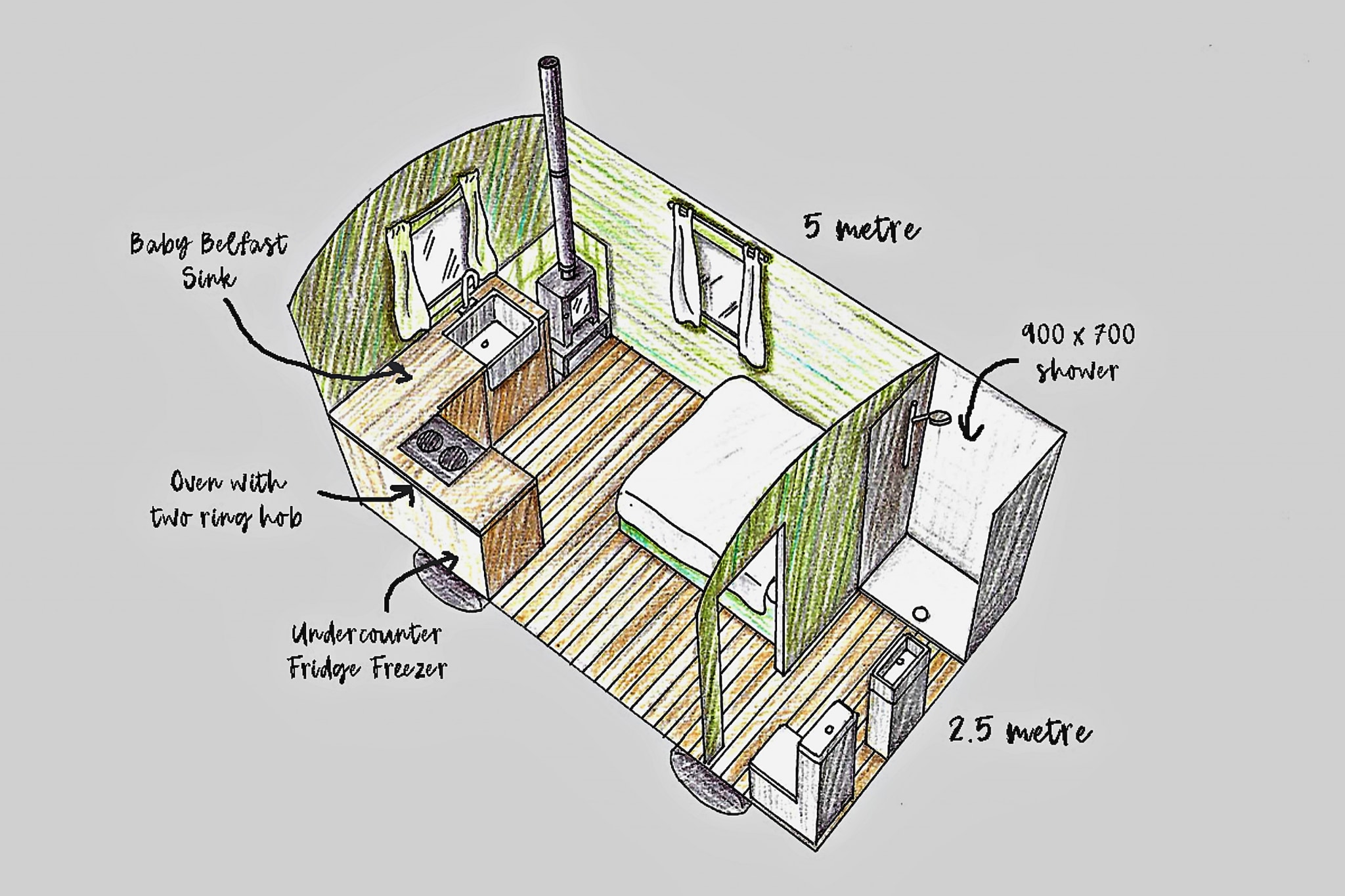 'Angharad' Poachers Hut-Plattegrond