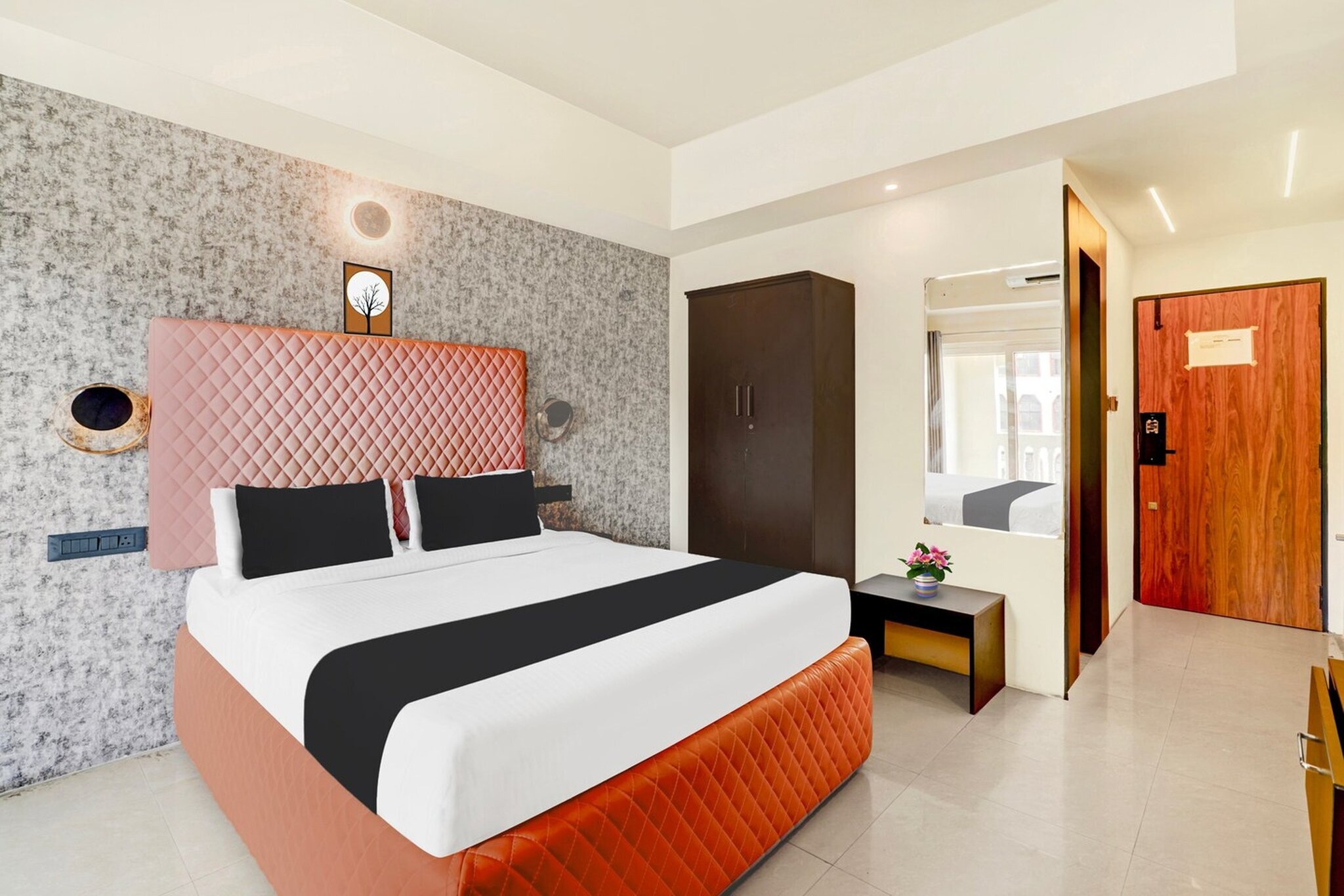 Comfortable Accommodations: Deluxe Room at Mysore Central Near Bus Stand in Mysore offers air-conditioned rooms with private bathrooms, work desks, and free toiletries. Each room includes a TV, wardrobe, and tiled floors, ensuring a pleasant stay.
Dining Experience: The family-friendly restaurant serves Indian cuisine with a continental and vegetarian breakfast. Guests can also enjoy room service and outdoor seating areas, complemented by free WiFi throughout the property.
Convenient Location: Located 6.8 mi from Mysore Airport, the hotel is close to attractions such as Mysore Palace (16-minute walk), Mysore Bus Stand (1969 feet), and Dodda Gadiyara (9-minute walk). Guests appreciate the property staff and service support, convenient location, and room cleanliness.
Unmarried couples are warmly welcome at this property.
Guests with local ID proof are warmly welcome.
Apologies, but we are currently unable to host foreign nationals at this property.
Early Check-In Policy: A full day’s room rate will be charged for check-ins before 6:00 AM. Complimentary early check-in is available between 6:00 AM and 10:00 AM, subject to room availability.
Check-in is only available to guests aged 18 and above. Please provide a government-issued ID to confirm your age.