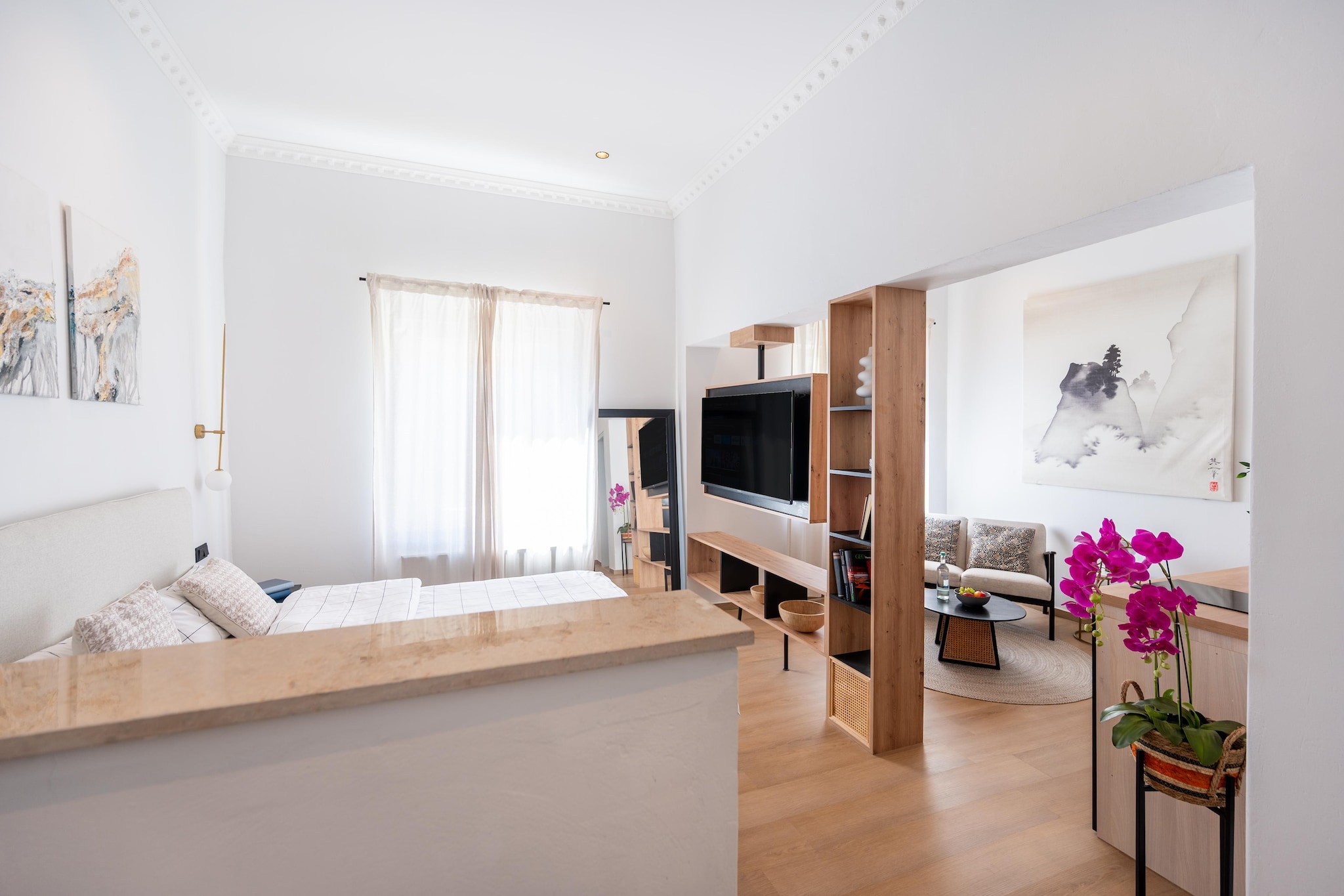 Deluxe Studio mit Kingsize-Bett-Woonkamer