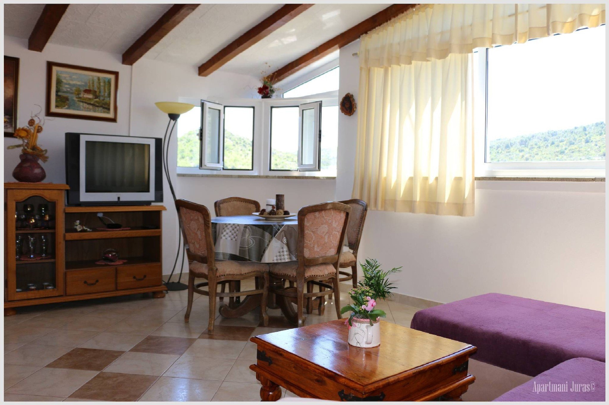 Apartments Juras - Two Bedroom Apartment with Sea View (David)-Living room
