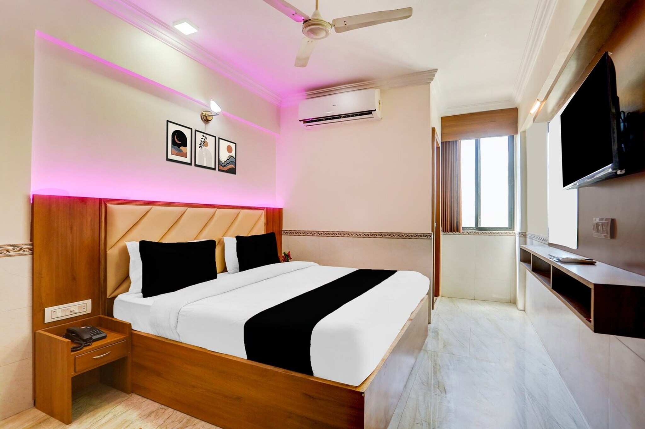 Comfortable Accommodations: Super Collection O Ahmedabad Airport Formerly Hotel Runway Inn in Ahmedabad offers family rooms with air-conditioning, private bathrooms, work desks, and seating areas. Each room includes free toiletries, a bath or shower, TV, and tiled floors.
Essential Facilities: Guests enjoy free WiFi throughout the property, a lift, 24-hour front desk, housekeeping service, room service, and luggage storage. The hotel provides a welcoming environment with English and Hindi spoken at reception.
Convenient Location: Located a few steps from Sardar Vallabhbhai Patel International Airport, the hotel is 8 km from Sardar Patel Stadium and Gandhi Ashram. Nearby attractions include IIM (15 km) and Gujarat Technological University (7 km).
Unmarried couples are warmly welcome at this property.
Guests with local ID proof are warmly welcome.
Early Check-In Policy: A full day’s room rate will be charged for check-ins before 6:00 AM. Complimentary early check-in is available between 6:00 AM and 10:00 AM, subject to room availability.
Check-in is only available to guests aged 18 and above. Please provide a government-issued ID to confirm your age.