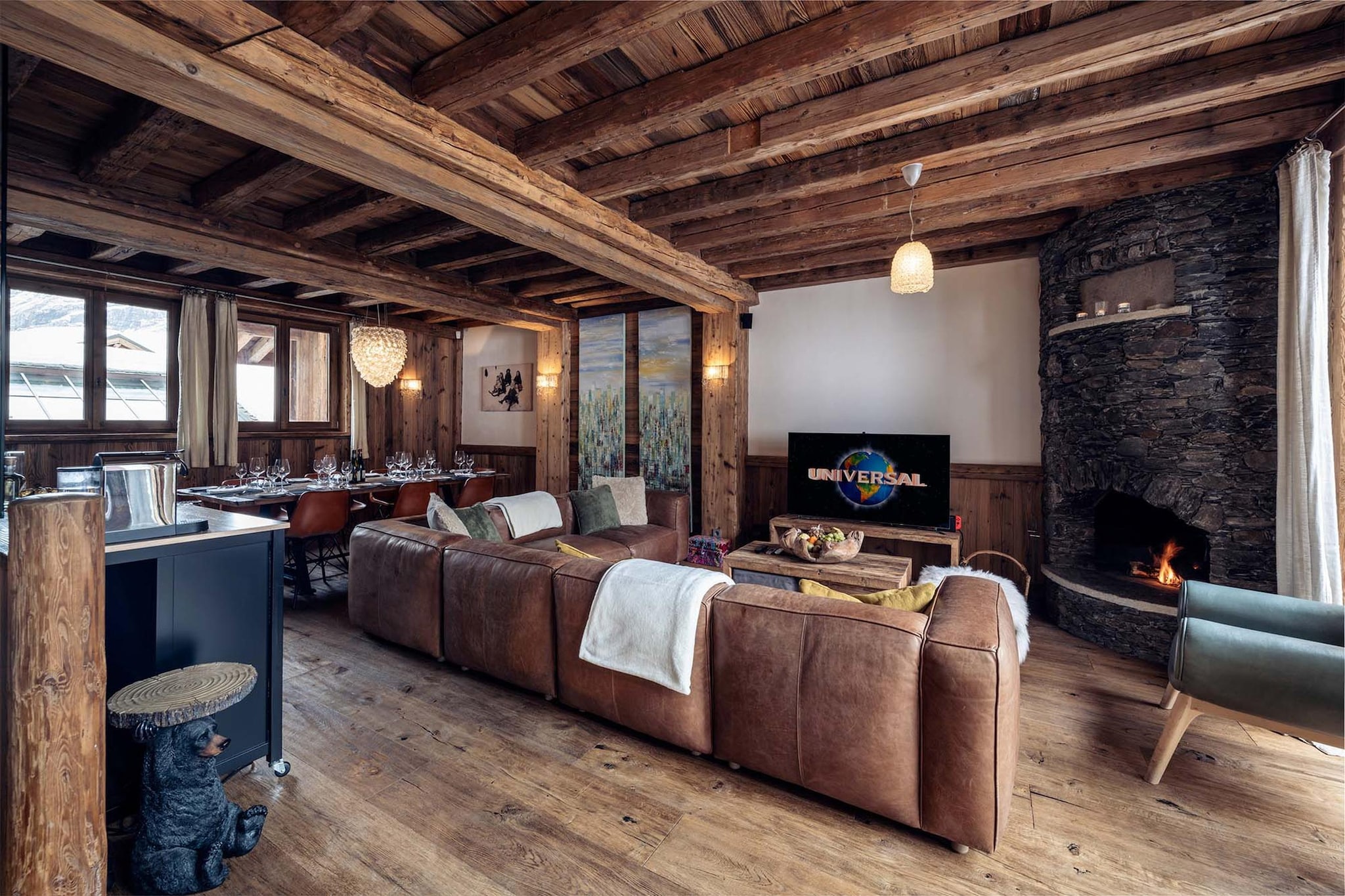 Chalet 6 pièces  cabine 10/12 personnes-Woonkamer