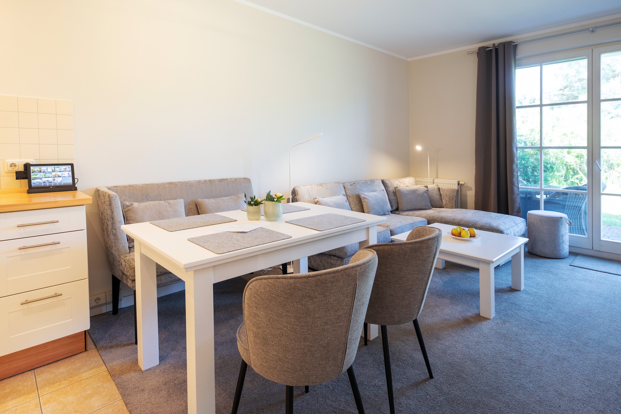 Garten Ferienwohnung - Strandhotel Dünenmeer-Salle à manger