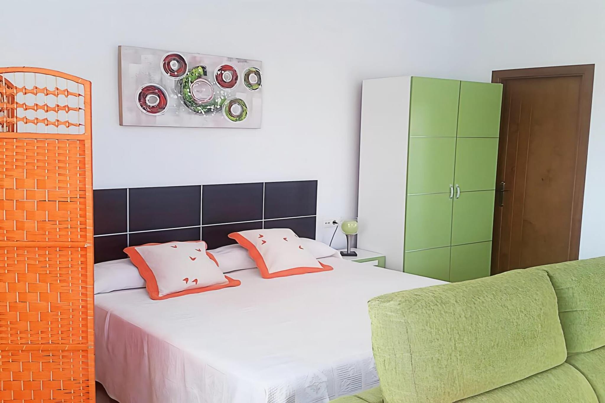 Bed Linen, Internet Access DSL, Wardrobe, open kitchen(stove, toaster, coffee machine, microwave, dishwasher, fridge, freezer, Juicer, Blender, dishes and cutlery, Cooking basics), Living/diningroom(single sofa bed, TV(cable), dining table), bedroom(double bed), bathroom(shower, washbasin, toilet), Beach, Indoor play area, washing machine, air conditioning, BBQ, parking, ironing board, iron, water from well, plancha grill, Cleaning products