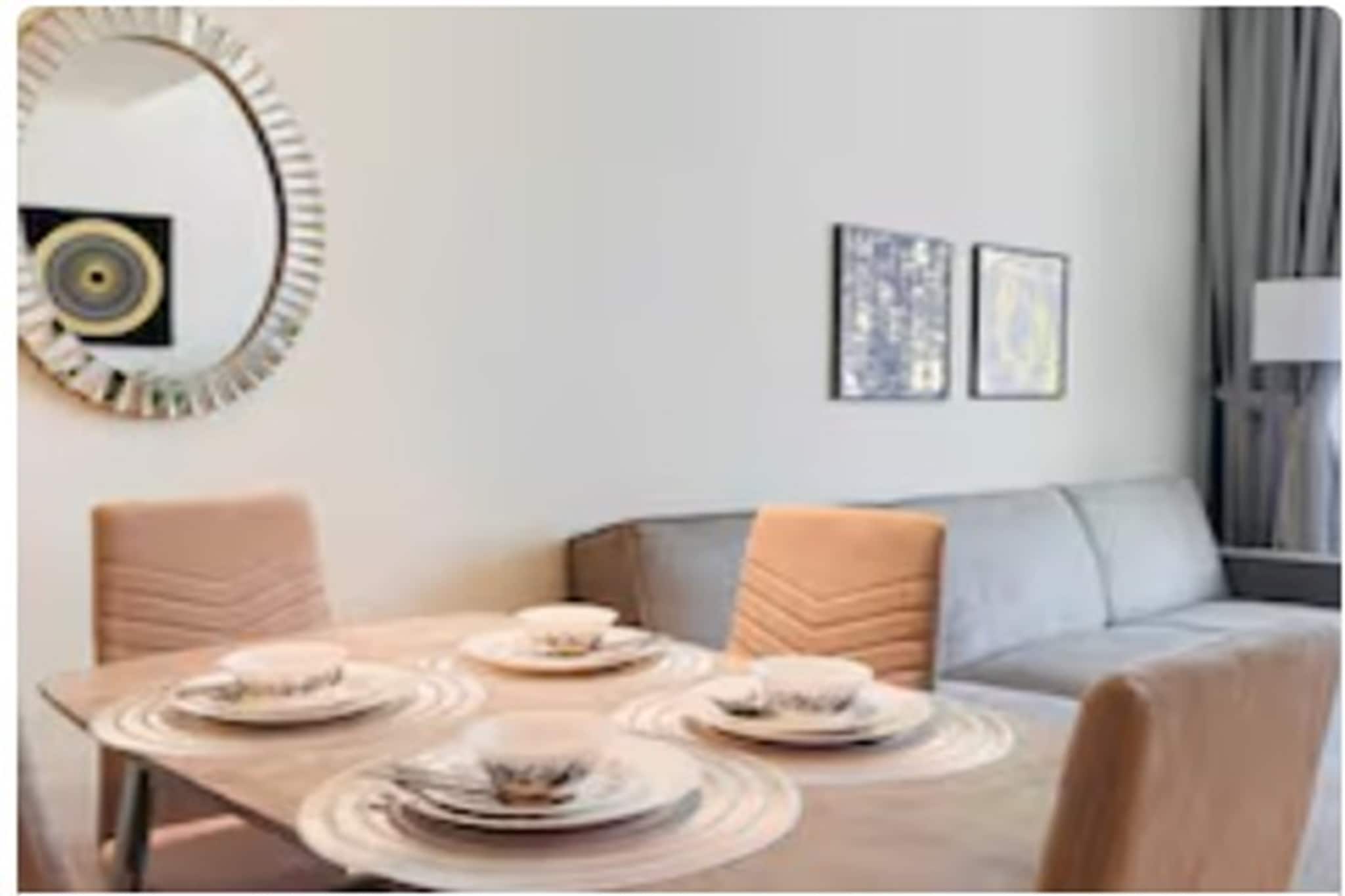 Discover elevated living at Luxury Dubai 2 BR Apt. with Gym, Parking & Pool, where sophistication meets serenity. Set along the scenic Dubai Creek, this spacious 2-bedroom apartment offers a peaceful retreat with high-end amenities, ideal for families, business travelers, or couples looking to relax in style.

🌟 Why You’ll Love Staying Here
🏊‍♂️ Indoor swimming pool – open all year for all ages

🧖‍♀️ On-site spa & wellness centre – unwind and refresh

💪 Fully equipped fitness centre to keep up your routine

📶 Free high-speed WiFi across the property

🚗 Free on-site parking (no reservation needed) + street parking

🧺 Laundry & ironing service for long or comfortable stays

🧹 Daily housekeeping, wake-up service, and room service

🛎️ 24-hour security, lockers, and luggage storage

🛌 Stylish 2-Bedroom Layout
Your private sanctuary includes:

Two spacious bedrooms with premium linens and wardrobes

Air conditioning, fan, and tile/marble floors for total comfort

Flat-screen TVs with cable & satellite channels

Seating and dining areas for relaxing or entertaining

Private bathrooms with slippers, toiletries, hairdryer, and shower

🍴 Modern Kitchen Features
Cook or dine with ease thanks to:

Electric kettle, cleaning products, and dining table

Everything you need for short or extended stays

🌇 Creekside Views & Outdoor Comfort
Take in beautiful creek and city views from the apartment or unwind on the outdoor furniture — perfect for morning coffee or evening chats.

🛎️ Convenient & Accessible
Lift access to upper floors

Interconnected rooms available on request

Facilities for disabled guests ensure inclusivity

Non-smoking rooms throughout for a clean environment

🔐 Your Safety First
Enjoy peace of mind with:

CCTV in common areas and outside the property

Smoke alarms, security alarms, and fire extinguishers

24-hour security and safety deposit box

👨‍👩‍👧 Family Friendly
All children are welcome

Children aged 7 and above are charged as adults

Perfect for family vacations or group getaways

🌍 Languages Spoken
Our dedicated team speaks Arabic and English, ensuring a warm and helpful welcome for every guest.