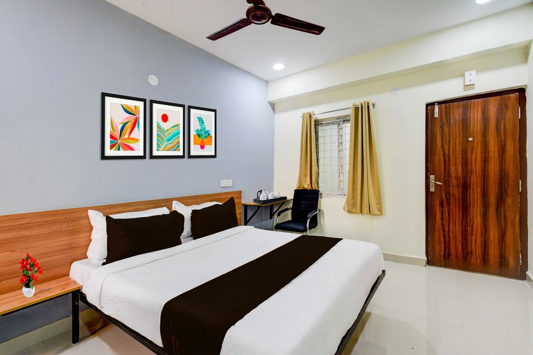 Set within 14 km of City Centre Mall and 16 km of Ravindra Bharathi, Collection O Kukatpally North offers rooms with air conditioning and a private bathroom in Hyderabad. With free WiFi, this 3-star hotel offers room service and a 24-hour front desk. The hotel features family rooms.
The units at the hotel come with a seating area, a flat-screen TV with satellite channels and a private bathroom with free toiletries and a bath or shower. Guest rooms feature a desk.
AP State Archaeology Museum is 16 km from Collection O Kukatpally North, while ISB is 17 km away. Rajiv Gandhi International Airport is 43 km from the property.
Unmarried couples are warmly welcome at this property.
Guests with local ID proof are warmly welcome.
Apologies, but we are currently unable to host foreign nationals at this property.
Early Check-In Policy: A full day’s room rate will be charged for check-ins before 6:00 AM. Complimentary early check-in is available between 6:00 AM and 10:00 AM, subject to room availability.
Check-in is only available to guests aged 18 and above. Please provide a government-issued ID to confirm your age.