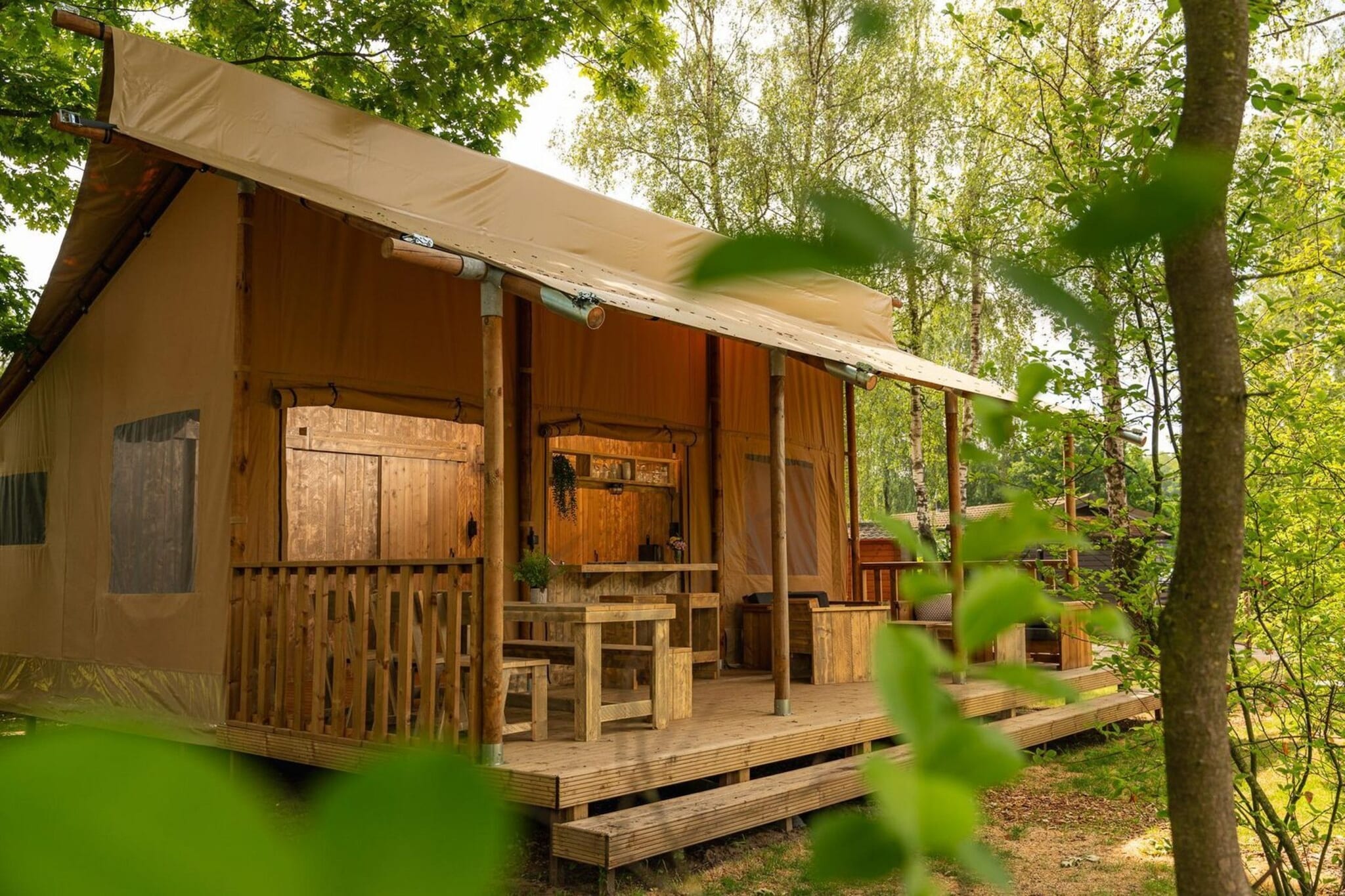 Safari tent 'the bartenter' with private sanitary facilities | 5 persons - Extérieur été
