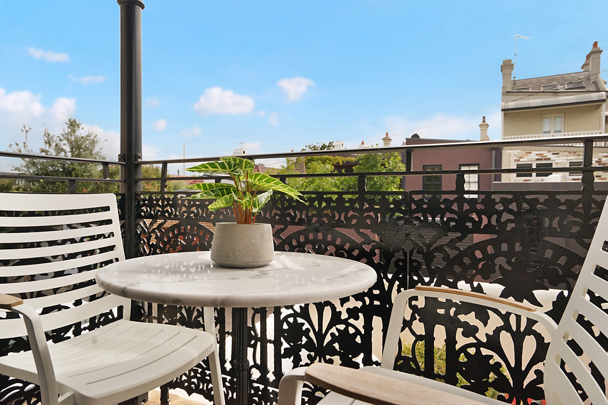 Whether you’re in Sydney for travel, work or study, you’ll find few places that offer this level of convenience and comfort. Walking distance from Sydney University and a short commute to the city, this studio apartment manages to pack a lot into a compact footprint. There’s no “kitchenette” here: the kitchen is totally functional, with a full-size fridge, stove and dishwasher. Almost everything in the recently renovated apartment is brand new, and there’s even a charming balcony to relax on.
The space
As studios go, it doesn’t get much better than this. The furniture and appliances are all new, the balcony is a beautiful place to relax, there’s space to work and even historic touches.
 
General
- Heritage touches, including hardwood floors
- Wrought iron balcony
- Laundry facilities available
- Wi-Fi is provided
- Quality towels and linen
- Secure building with intercom access
- Self check-in
 
Studio
- Queen bed
- Flat screen TV with Netflix and comfy lounge
- Study nook
 
Bathroom
- Bathroom with travel essentials and hair dryer
 
Kitchen
- Electric cooktop
- Modern appliances
- Dishwasher
- Coffee machine
Local area description
Whether it's thanks to neighbouring Sydney University, or because it's full of eccentric Victorian homes, Glebe definitely has a bohemian vibe. Glebe Point Road, the main drag, is certainly known for its lively café culture and independent bookshops. But there's another side to this suburb: a quiet harbourside village with lots of green space. It's really a choose your own adventure situation.