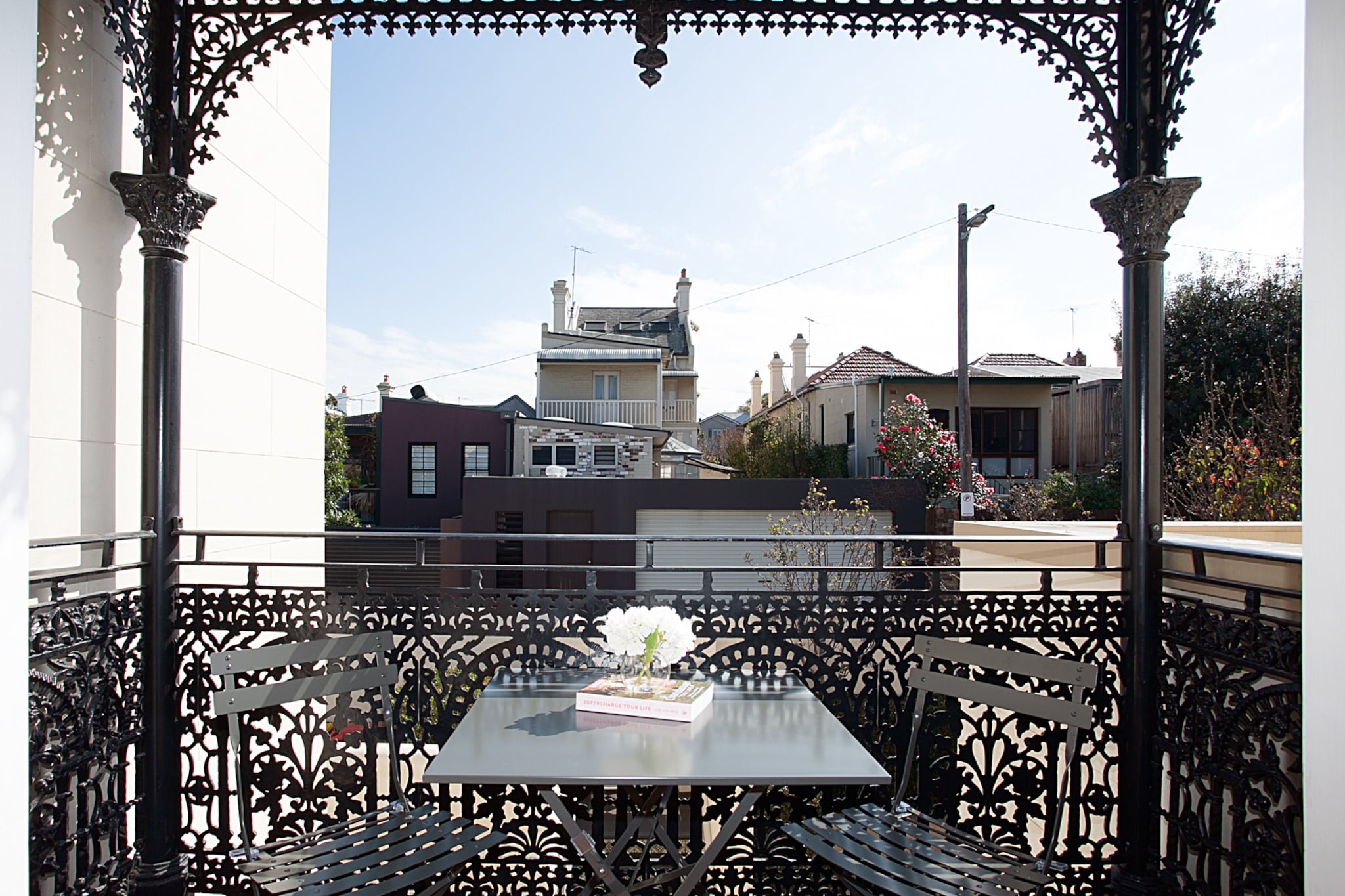 This lovely studio in the central neighbourhood of Glebe is perfect for travellers who wish to be close to the city, Ultimo, Sydney University and Royal Prince Alfred Hospital. Only a 20-minute bus trip from the CBD, it’s close to dozens of dining, drinking and café options. The studio is one of a number in a renovated Victorian building, and features a charming balcony framed in wrought iron. Everything inside is clean, functional and brand-new, including the appliances, furniture and laundry.
The space
Recently renovated, this bright studio has everything you need to make yourself at home, including a full kitchen, sunny balcony, private bathroom and internal laundry. There is a flight of stairs from street level to the apartment.
 
General
-Newly renovated
-Balcony with outdoor furniture
-Heritage touches, including hardwood floors
-Combined washing machine and dryer provided
-Portable fan and heater provided
-Wi-Fi is provided
-Self check-in
 
Studio
-Flat-screen TV and comfy lounge
-Queen bed, storage space, blackout blinds
-Opens onto balcony
 
Bathroom
-Stylish checkerboard-tiled bathroom with shower, hair-dryer and luxe toiletries
-Top quality linen & towels
 
Kitchen
-Electric cooktop
-Modern stainless-steel appliances
-Dishwasher
-Coffee machine