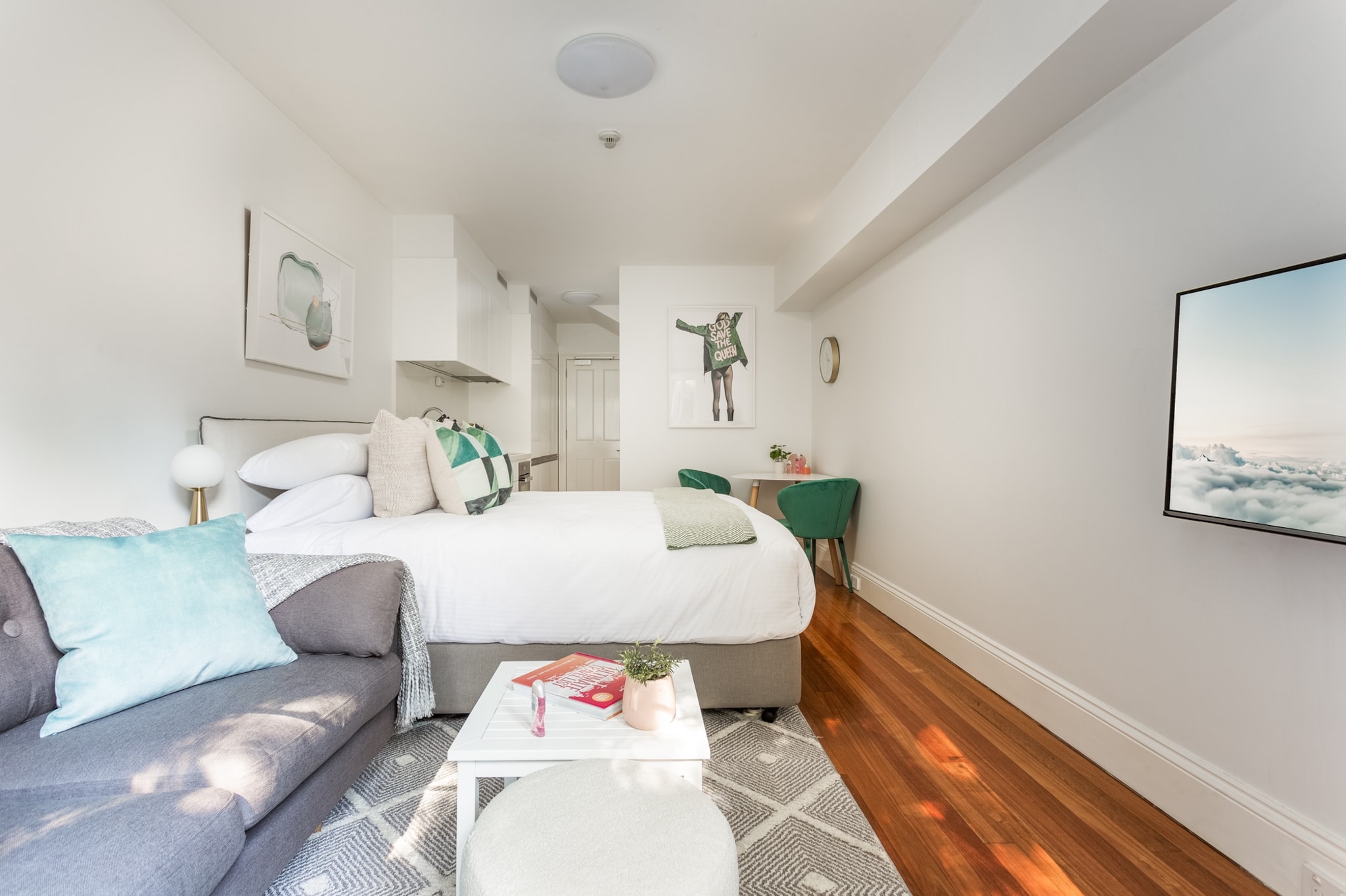 This studio combines comfort with style. The kitchen has all the necessary conveniences, while the living area includes plush bedding, dining, lounge and flat-screen TV. It all connects seamlessly with a sun-dappled furnished patio. There’s also a sizeable bathroom that doubles as the laundry. Housed in an elegant manor, it has access to a communal lounge and gardens. Nearby trains and trams provide quick access to the Sydney CBD. Local bars, shops, cafes and restaurants are a short walk away.

The space
This is a cosy apartment that’s essentially one main room and an adjoining kitchen and bathroom, which doubles as a laundry. The main room includes a queen-size bed, comfy sofa, flat-screen TV and two-person dining. There’s also a sunny patio with outdoor seating.
 
General
-Entire studio apartment
-Private furnished patio
-Laundry facilities provided
-Portable fan/heater
-Communal lounge room
-Unlimited, free outdoor parking on streets
-Wi-Fi is provided
-Self check-in
 
Living room
-Flat-screen TV
-Sofa
-Coffee table
-Dining table
 
Bedrooms and bathrooms
-Bedroom: Queen-size bed, blinds
-One bathroom with hairdryer
-Top quality linens & towels
 
Kitchen
-Miele appliances
-Combination microwave/oven and electric stovetop with rangehood
-Toaster, kettle and coffee machine
-Fridge and freezer
-Dishwasher
 
Laundry
-Washing machine
-Clothes drying rack
-Iron and ironing board
Local area description
Located within 20 minutes from the Sydney CBD and Sydney Airport, Lewisham is ideally located for visitors seeking suburban tranquillity and inner-city convenience. The suburb has light-rail and subway stations, along with neighbouring restaurant and cafe strips along New Canterbury Road. Lewisham borders the Hawthorne Canal, which runs through the leafy Cadigal Reserve.
House rules
You are staying in a friendly and peaceful neighbourhood and we kindly ask you to respect the community and your surrounding neighbours. The following strict House Rules apply:
- No loud noise between 10 pm and 8 am
- No parties or antisocial behaviour
- No additional people are to access the property without our prior approval
- No pets are allowed in the property without approval
- No smoking is allowed at any times
- If you break something, please let us know
- To help protect all floor coverings do not wear any shoes inside the property
 
Please be aware that excessive noise such as amplified music, vocals or screaming or anti-social behaviour in the property or common areas can cause neighbours to complain to us, the Building Manager, Council Rangers or Police.
 
IMPORTANT: Any breach of the House Rules may lead to a $500 fine plus compensation for any cost/damage created and immediate eviction of the property.
 
Finally, when checking out, we kindly ask you for the following:
- Please leave all beds unmade
- Please clean up your dishes and put them away
- In case you have rearranged furniture, please put it back to the original location
- Please take out the rubbish and remember to use the right bins
- Please ensure all appliances, A/C and lights are off and doors and windows are closed
Interaction with guests
Welcome to MadeComfy! Our local team curates stays in exceptional Australian & New Zealand properties, ensuring style, comfort, and prime locations for discerning guests. We prioritise your needs to provide a memorable home-away-from-home experience. Explore our digital guidebooks for local recommendations, and don't hesitate to contact us throughout your stay. We're here to ensure your comfort – enjoy your stay with MadeComfy.
Notes
For your comfort, this property is prepared with professional-grade hotel-style linen, including a three-sheet setup, ensuring a fresh and hygienic sleep experience.
 
Extra Services:
- Early check-in: Our standard check-in is at 3 pm. To guarantee early access to the property we suggest booking the night before if available. Otherwise, early check-in is subject to availability from the night before at an additional cost.
- Late check-out: Our standard check-out is at 10 am. To guarantee a later check-out of the property we suggest booking an additional night if available. Otherwise, a late check-out is subject to availability from the night before to an additional cost.
- Baggage: For security reasons, we are unable to receive or to keep unattended baggage before check-in or after check-out
- We provide a small welcome amenity pack to get your stay started
 
Note
-The communal lounge room is on the ground floor
-There is a basement for storing bicycles and luggage
-Additional unlimited parking on Eltham Street
-Only a portable fan/heater
- This booking is protected with coverage for lost baggage and emergency medical expenses, provided by Travel Support with claim upto 500 AUD (T&C Applies). For more details reach out to Guest Support team post booking.
Access description
You’ll have access to the entire property when you stay here, so it will feel like your own home.
- The keys will be left in a lockbox onsite. We will send you the access code 3 days prior to your arrival.
Getting around
We highly recommend using ride-sharing services.
 
Check out the TripGo app for transport timetables.
 
Public transport
The Lewisham train station is about 800 metres away and has regular trains into the Sydney CBD in around 15 minutes. The Lewisham West light-rail station is 900 metres away and has services to the Sydney CBD in 30 minutes. There are also bus stops along New Canterbury Road with multiple lines servicing the CBD and surrounding suburbs.
 
Ride sharing
Ride sharing apps are a safe and easy way to get around, especially late at night when public transport services are less frequent. Prices are about two-thirds of a taxi, but may surge during bad weather or public events.
 
Points of Interests
- Marrickville Park 1.5 Km, three-minutes drive
- The Factory Theatre 3.3 Km, six-minutes drive
- Canterbury Park Racecourse 4.1 Km, nine-minutes drive
 
Beach Access
- Coogee Beach 12.9 Km, 25-minute drive
- Bondi Beach 14.4 Km, 25-minutes drive
 
Airport Access
- Sydney Airport 9.9 Km, 15-minutes drive