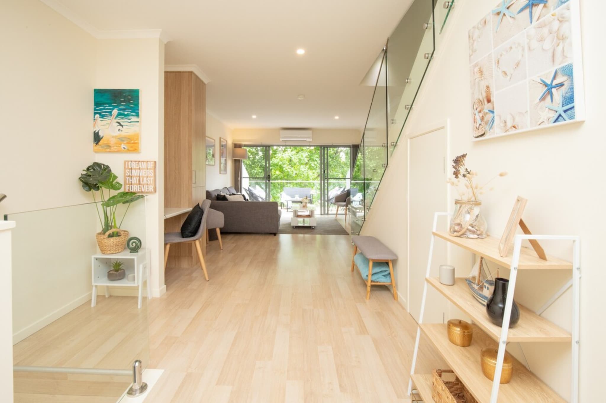 Bed Linen, Desk, Hot Water, Internet Access DSL, Wardrobe, Living room(double sofa bed, TV, air conditioning), Kitchen(stove, electric kettle, toaster, oven, microwave, dishwasher, fridge, dishes and cutlery), bedroom(Queen Bed), bedroom(Queen Bed), bathroom(bath tub, shower, washbasin, toilet, hairdryer, Towels/Sheets (Incl.), shampoo, body soap, Essentials, Conditioner, Shower gel), bathroom(shower, washbasin, toilet, hairdryer, Towels/Sheets (Incl.), shampoo, body soap, Essentials), First Aid, Beach, Play area, tumble dryer, washing machine, balcony or terrace, heating, iron, Dedicated workspace, Long term stays allowed, Near Ocean, Room-darkening shades, Wine glasses