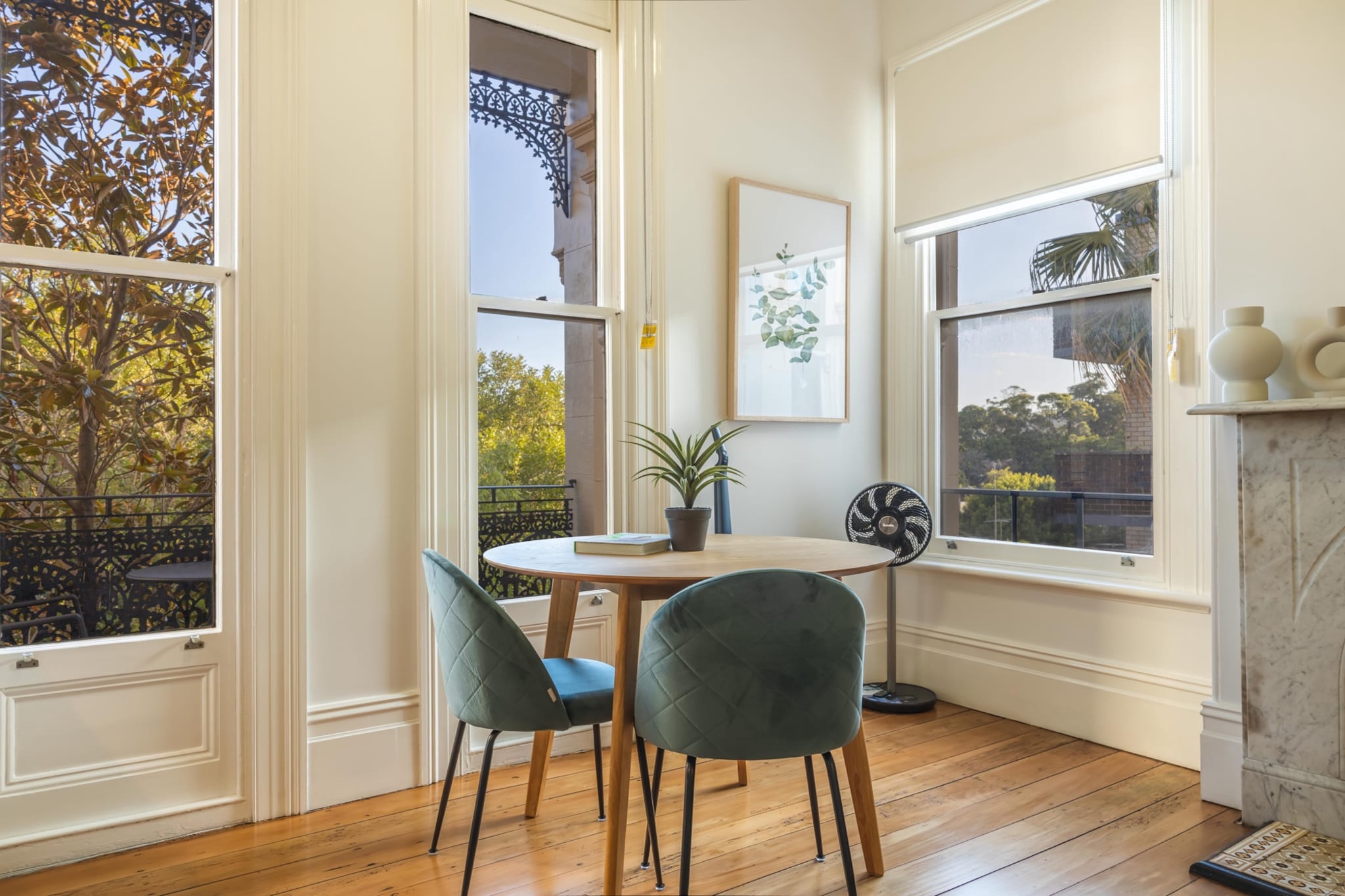 Experience the vibrant Glebe in this modern 1-bed apartment situated near Tramsheds and the Glebe Foreshore Parks. Featuring sleek interiors this elevated apartment offers a chic and homely refuge from the nearby city and shopping hubs. Located moments from parklands, and the Tramsheds dining precinct, explore Glebe's famous shopping street home to the popular Glebe weekend markets. An idyllic refuge for couples seeking an immersive holiday, look no further.
The space
Modernly designed this generous apartment features warm interiors accented by wooden tones coupled with an abundance of natural light to create a homely feel. Offering an open-plan living area, a sleek kitchen, modern appliances, a polished bathroom and a gorgeously curated bedroom, relish in this properties welcomingly pristine atmosphere.
 
General
- Chic 1-bedroom, 1-bathroom apartment
- Wi-Fi is avaialble
- Close to public transport
- Portable fan/heater available
- Blackout blinds available throughout
- Chic interiors with sleek contemporary decor and furnishings
- Balcony available
- Incredible location near Glebe Foreshore Parks, Tramsheds and Glebe Markets
- Self check-in
 
Bedroom
- Bedroom 1: 1x Queen Bed
- Blackout blinds available
 
Living Room
- Leather couches available
- TV streaming options available
- 2-seater dining table available
- Blackout blinds available
- Portable fan available
 
Kitchen
- Fully equipped with utensils and cutlery
- Toaster, kettle and a coffee machine available
- Oven and induction stovetop available
- Dishwasher available
 
Bathroom & Laundry
- Sleek bathrooms available.
- Laundry unit with washing and a dryer available
- Travel essentials, towels and hairdryer provided
Local area description
Glebe is a pristine inner-city Sydney suburb famous for its peaceful atmosphere and waterside location. Being a dense residential suburb the area is home to original Victorian and Edwardian homes set along with tree-lined streets. Boasting a popular shopping and dining strip along Glebe Point Rd as well as a famous weekend market, the suburb boasts a lively and thriving atmosphere. Boasting extensive waterside parklands along the Glebe Foreshore Parks, the suburb offers stunning city views and harbourside breezes. Perfectly peaceful Glebe is a modern suburb with a uniquely heritage vibe.